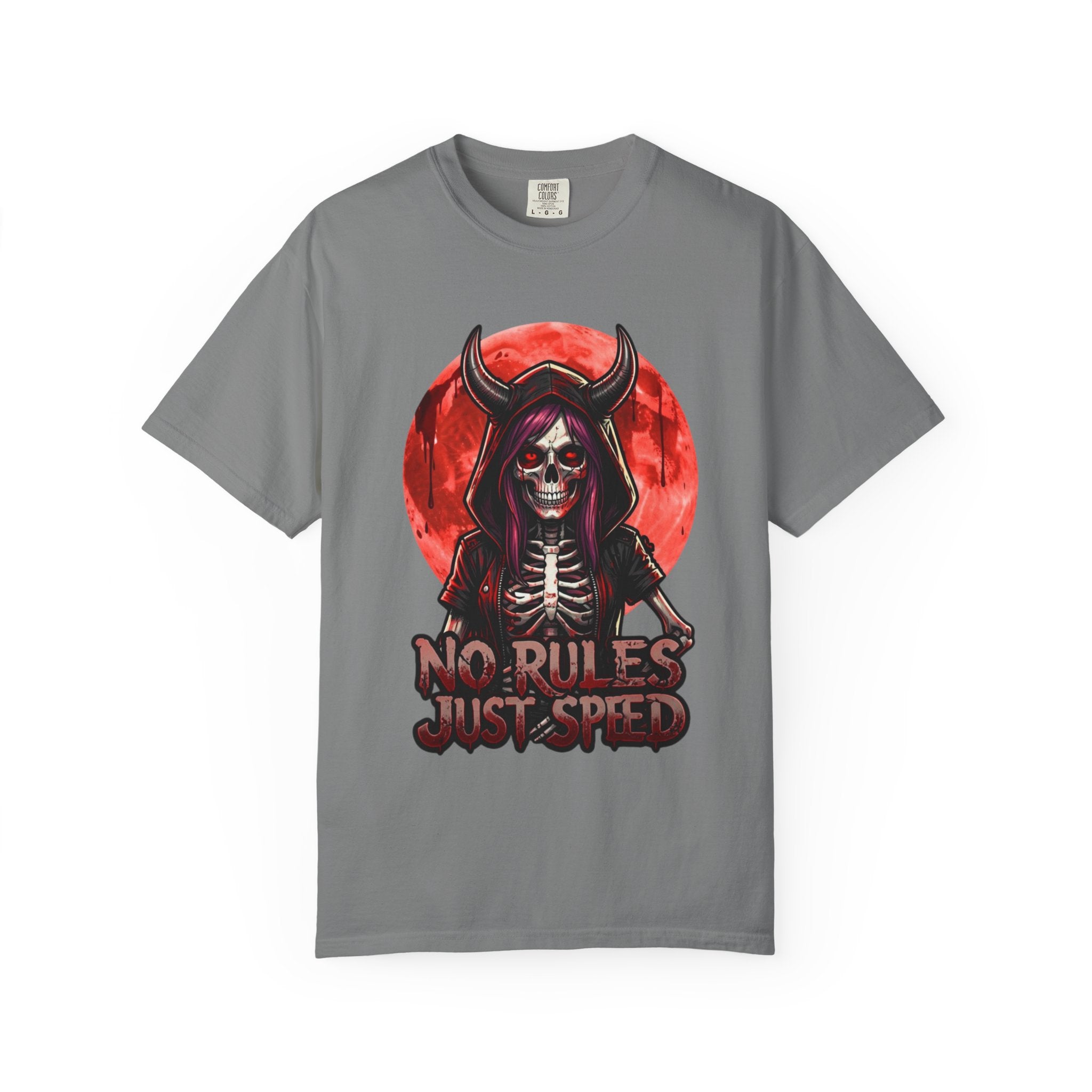 No Rules Just Speed Skull T-Shirt — Devil Rider Graphic Tee