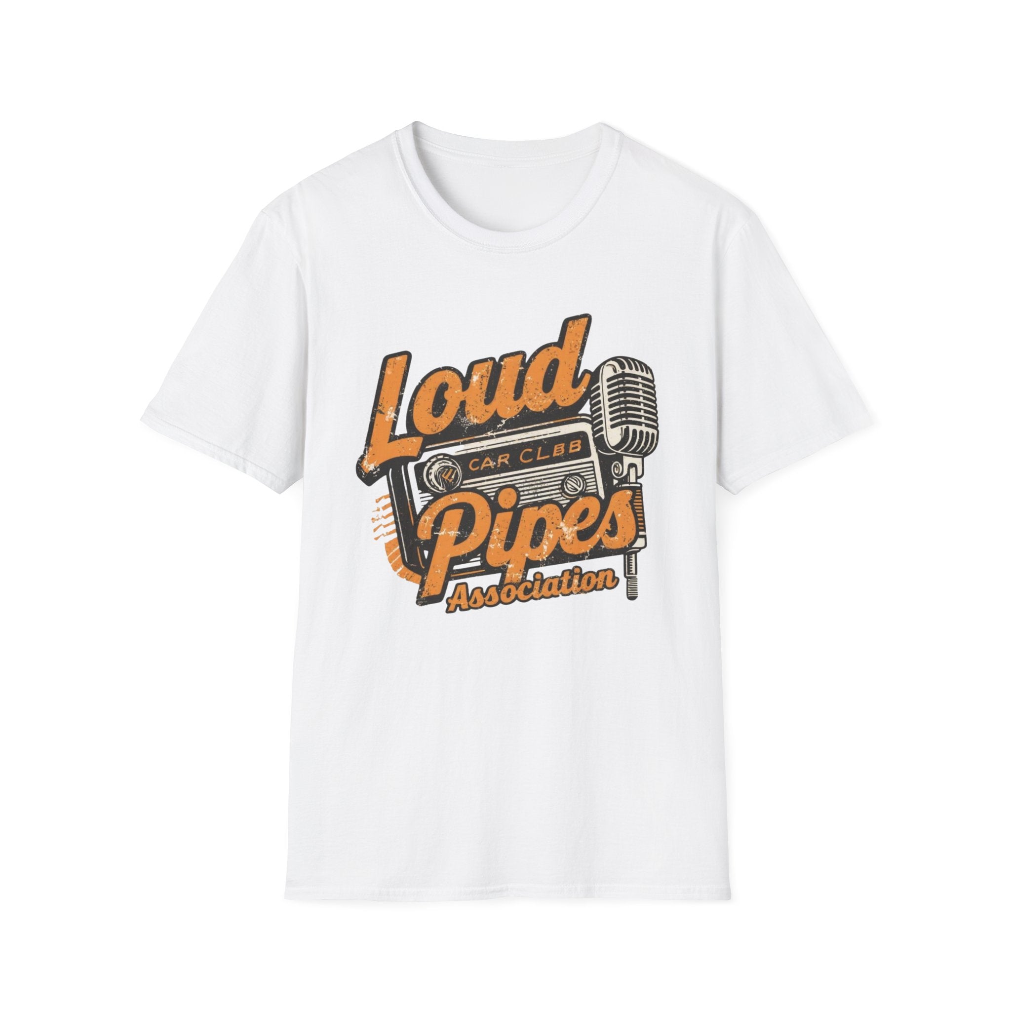Loud Pipes Car Club T-Shirt – Vintage Microphone Automotive Tee