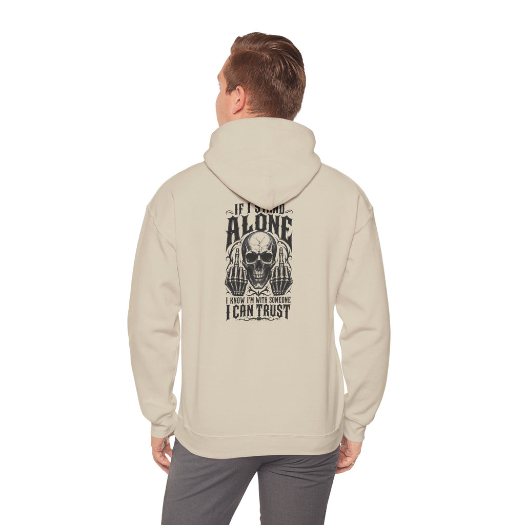 Skull Graphic Hoodie - "Alone I Can Trust" Gothic Skull Back Print