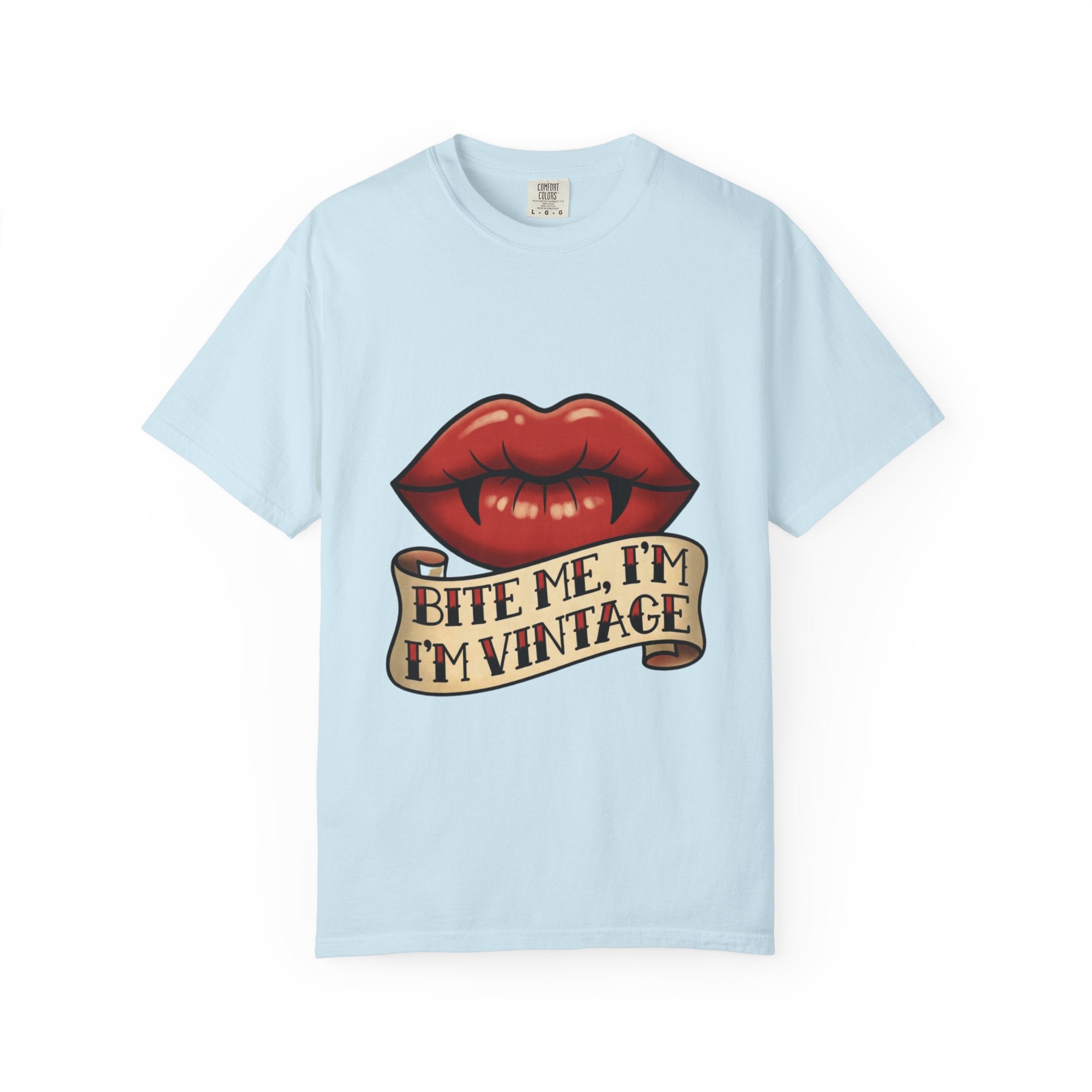 Vintage Tattoo Lips T-Shirt — "Bite Me, I'm Vintage" Graphic Tee