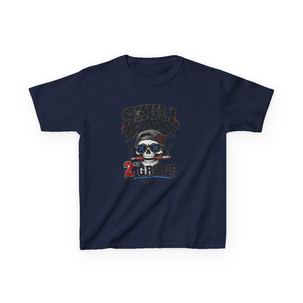 Kids Tee — "Skull Boss 2nd Grade" Back-to-School Graphic Shirt