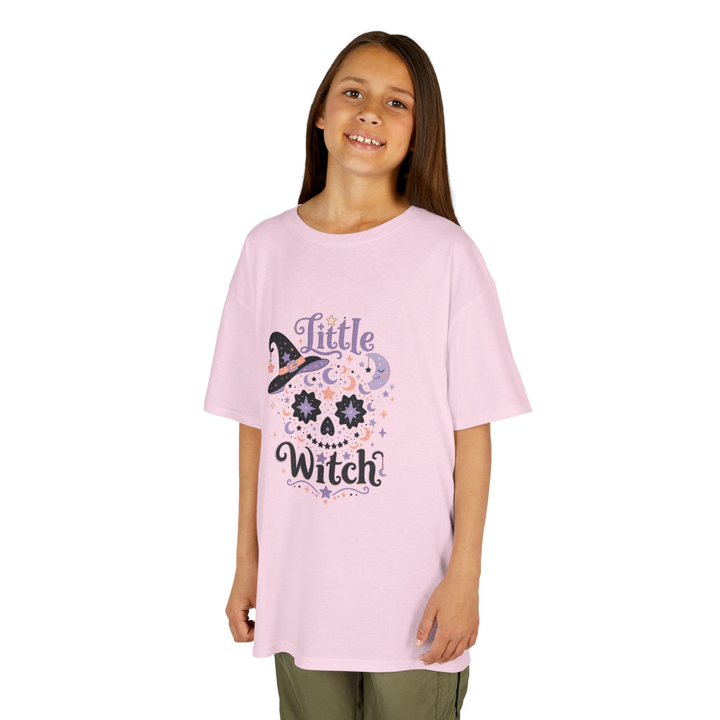 Kids T-Shirt - "Little Witch" Halloween Skull Design