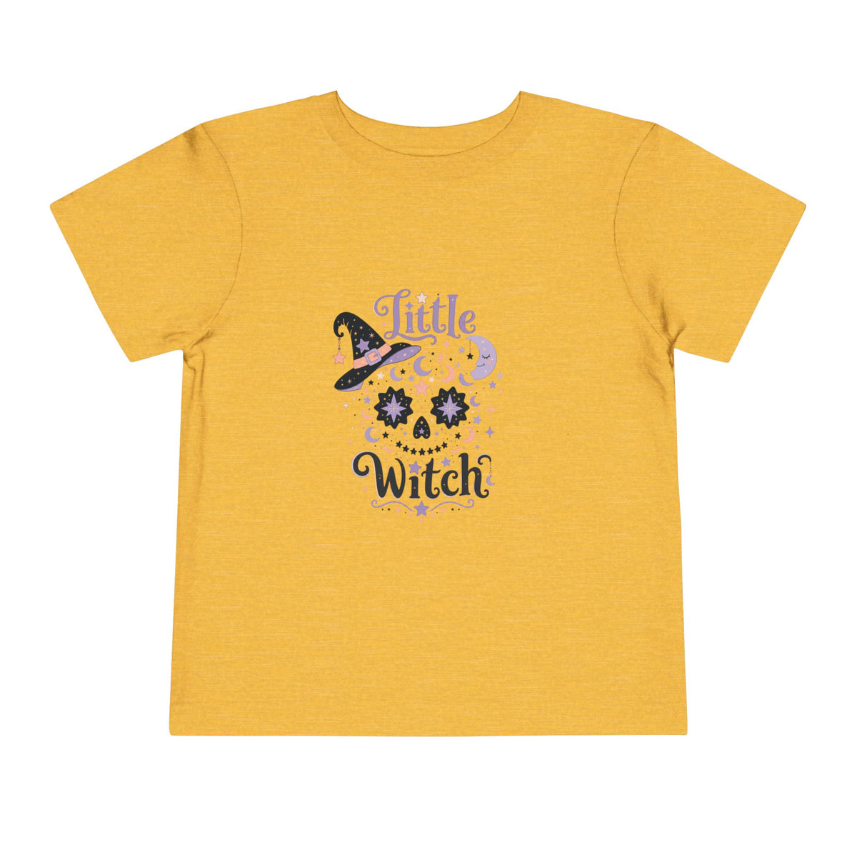Toddler Tee — "Little Witch" Halloween Skull Hat Graphic