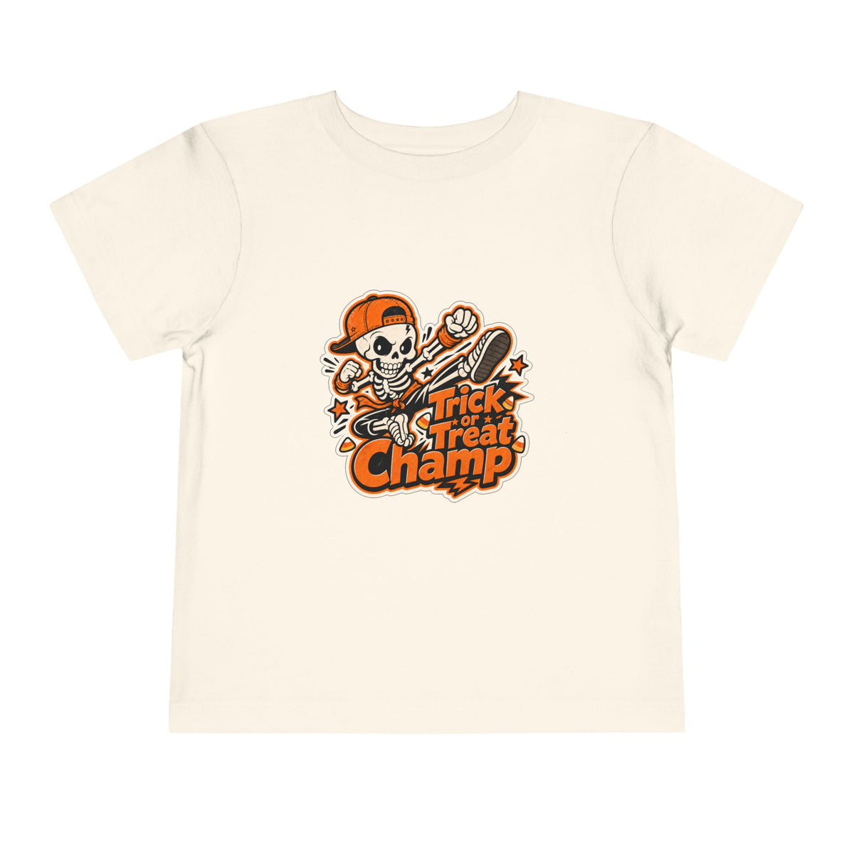 Toddler Tee — 'Trick or Treat Champ' Halloween Skeleton Skate Graphic