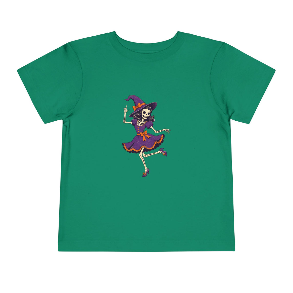 Toddler Witch Skeleton Tee — Cute Dancing Skeleton Halloween Shirt for Kids