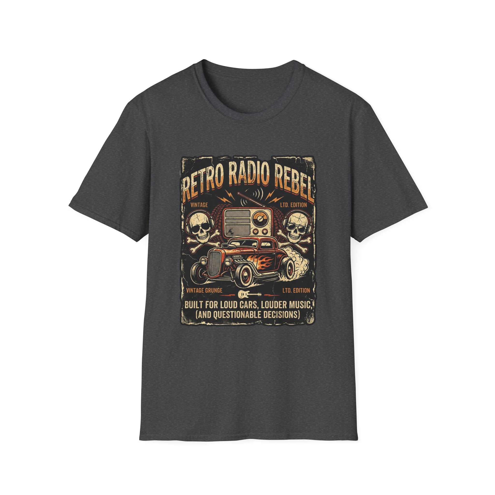 Retro Radio Rebel T-Shirt — Vintage Car, Skull & Stereo Graphic Tee