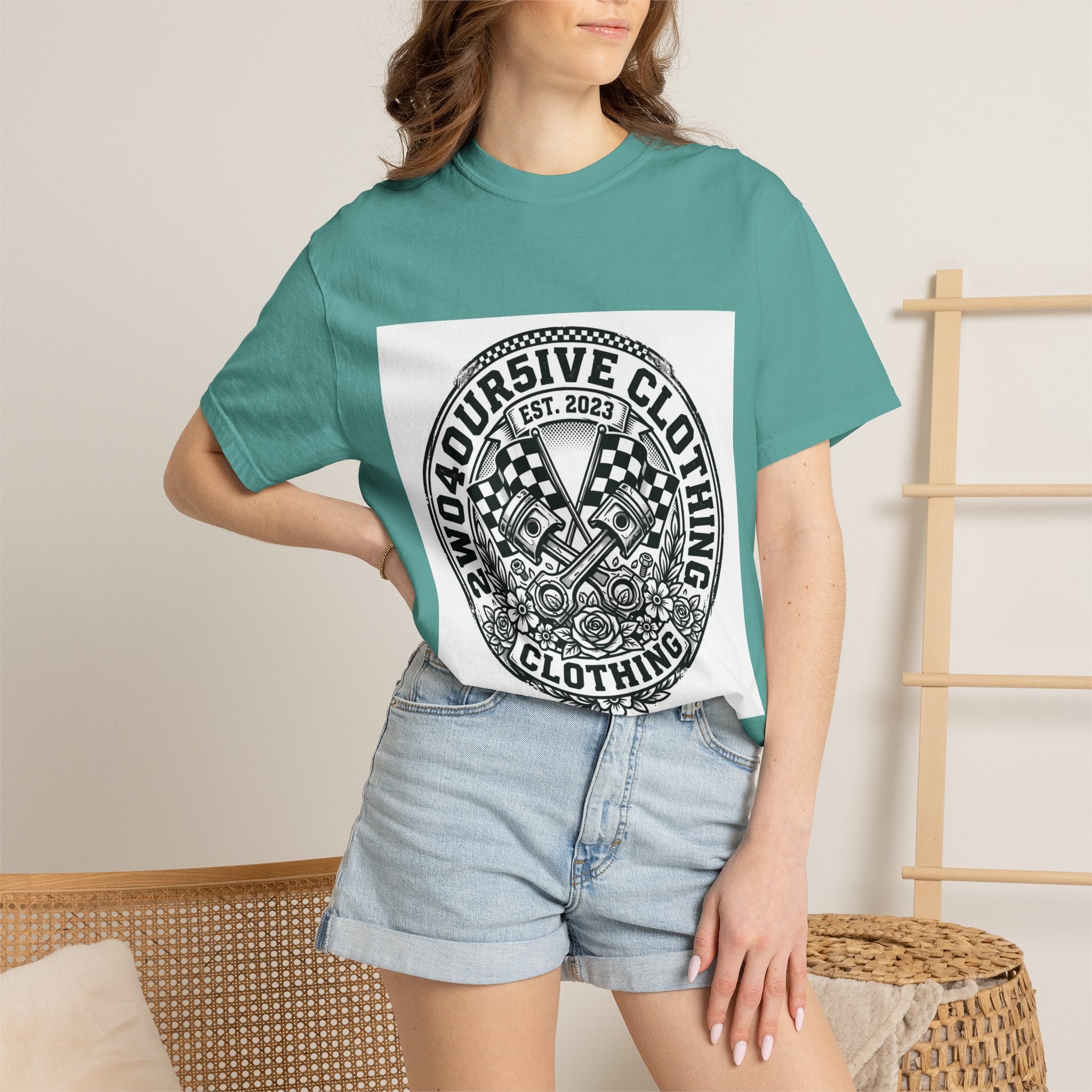 Vintage Racing Crest T-Shirt — '2W04OURSIVE CLOTHING' Graphic Tee