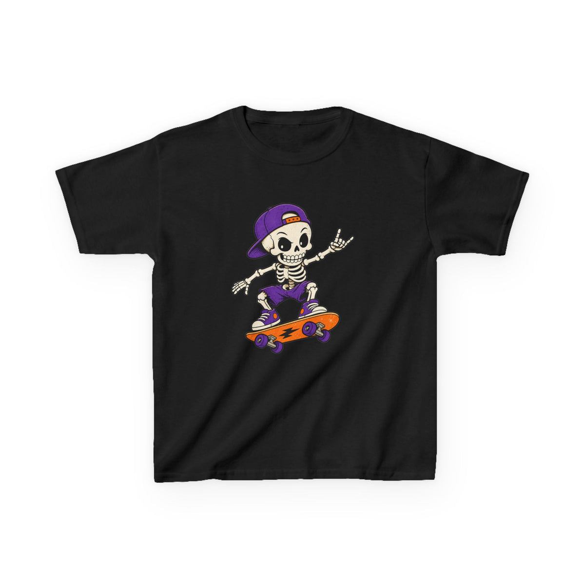 Kids Skateboard Skeleton T-Shirt – Cool Skateboarder Graphic Tee for Boys & Girls