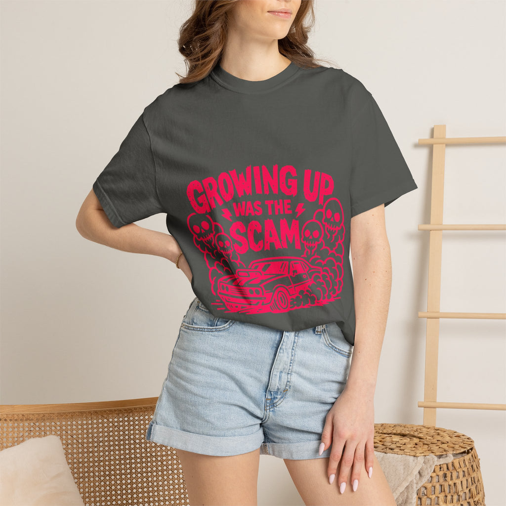 T-Shirt — "Growing Up Was the Scam" Retro Car Graphic Tee