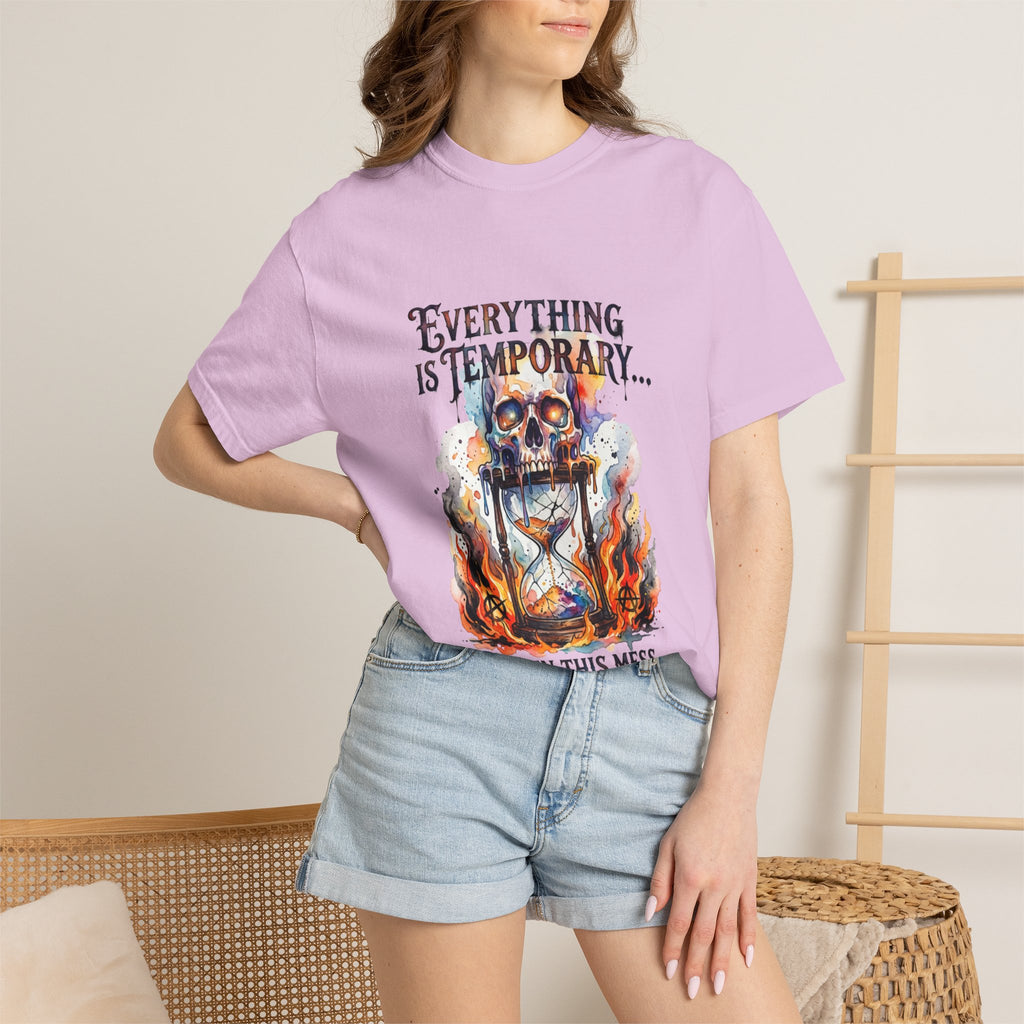 Everything Is Temporary T-Shirt — Skull Hourglass Graphic Tee