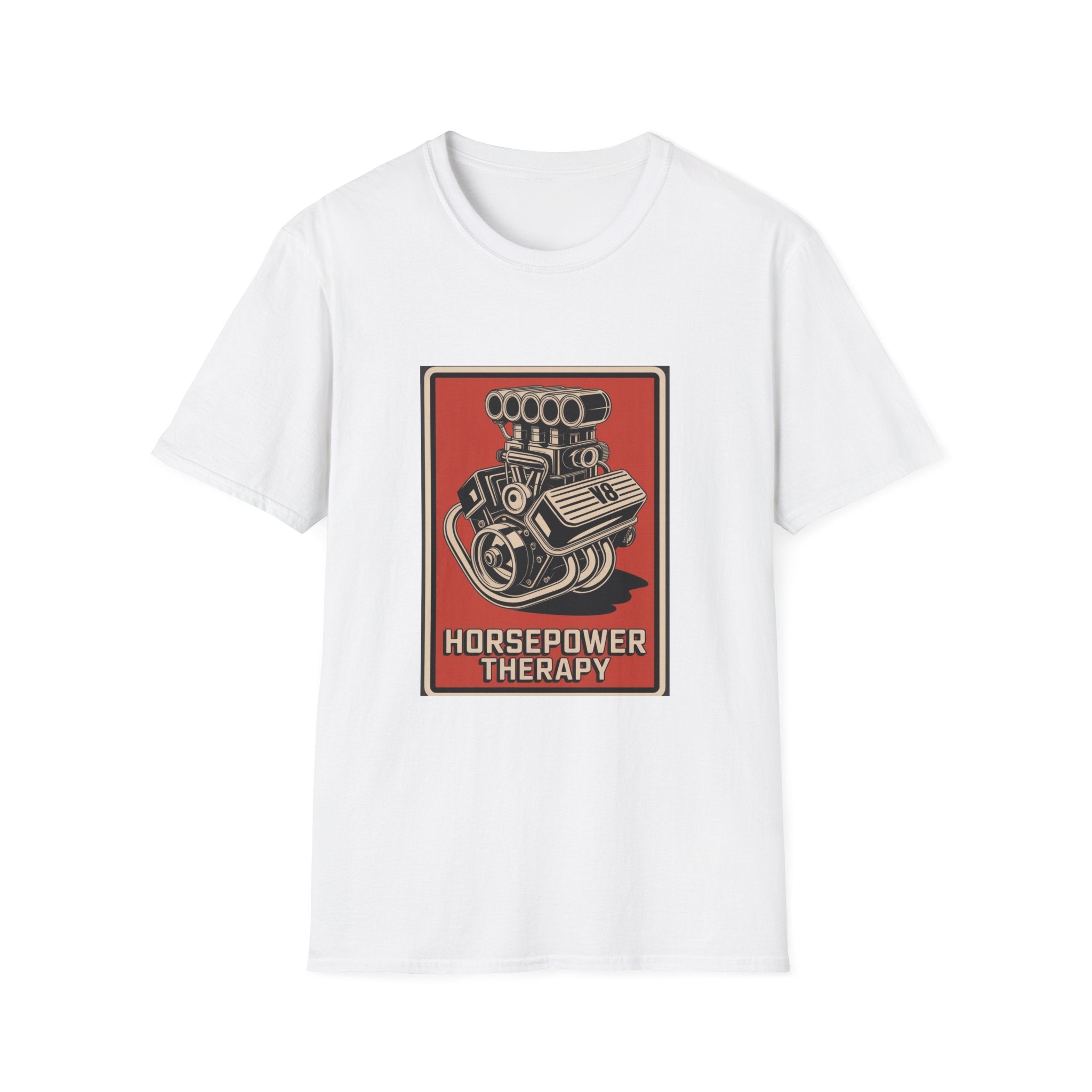 Horsepower Therapy Tee — Vintage V8 Engine Graphic T-Shirt