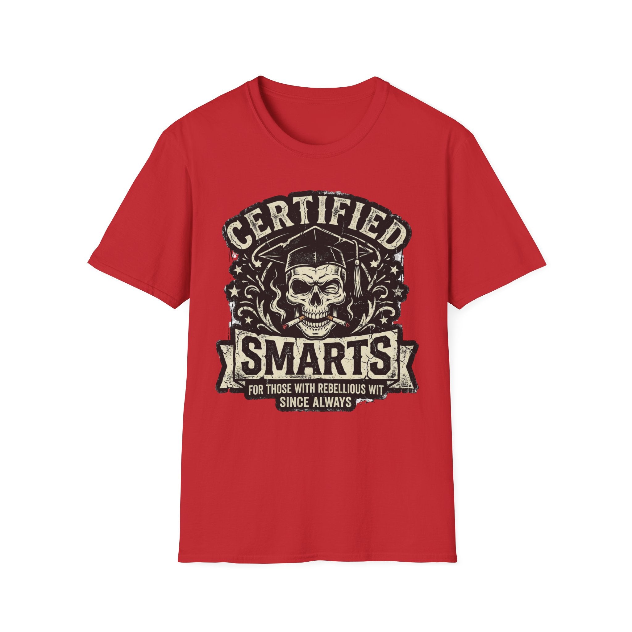 Certified Smarts Skull T-Shirt – Funny Rebel Geek Graphic Tee