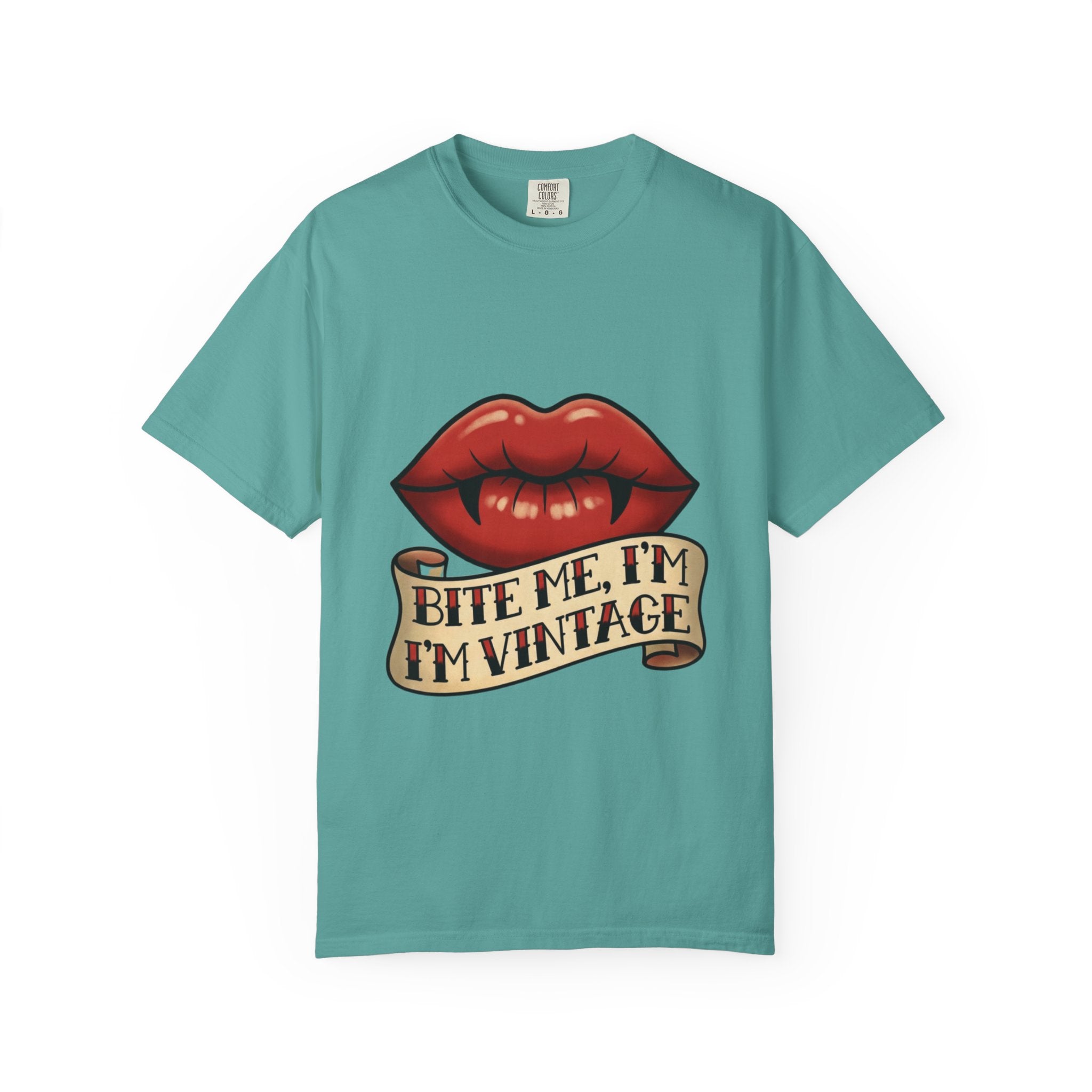 Vintage Tattoo Lips T-Shirt — "Bite Me, I'm Vintage" Graphic Tee