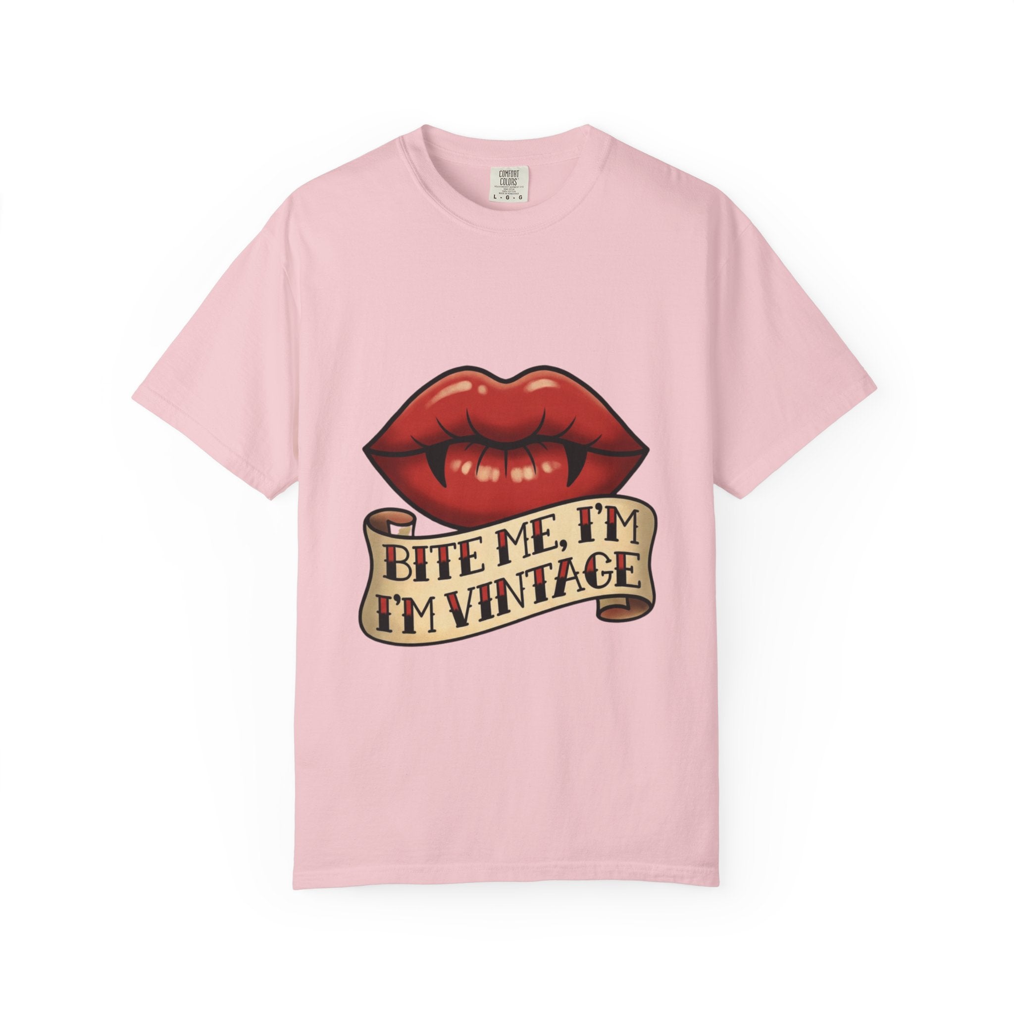Vintage Tattoo Lips T-Shirt — "Bite Me, I'm Vintage" Graphic Tee