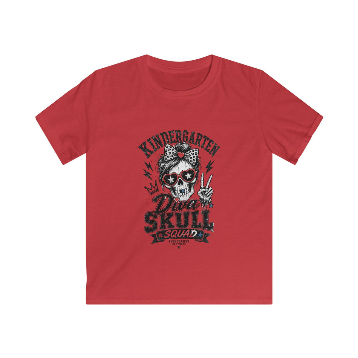 Kids Tee — "Kindergarten Diva Skull Squad" Graphic Shirt
