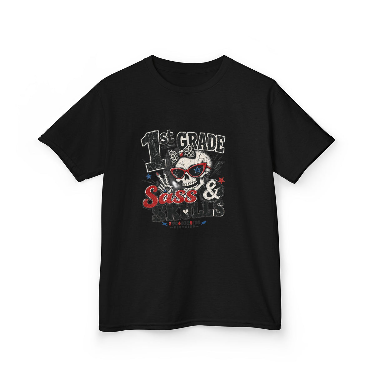 1st Grade Skulls & Sparks Kids Tee — Cute Rocker School Shirt for Back to School