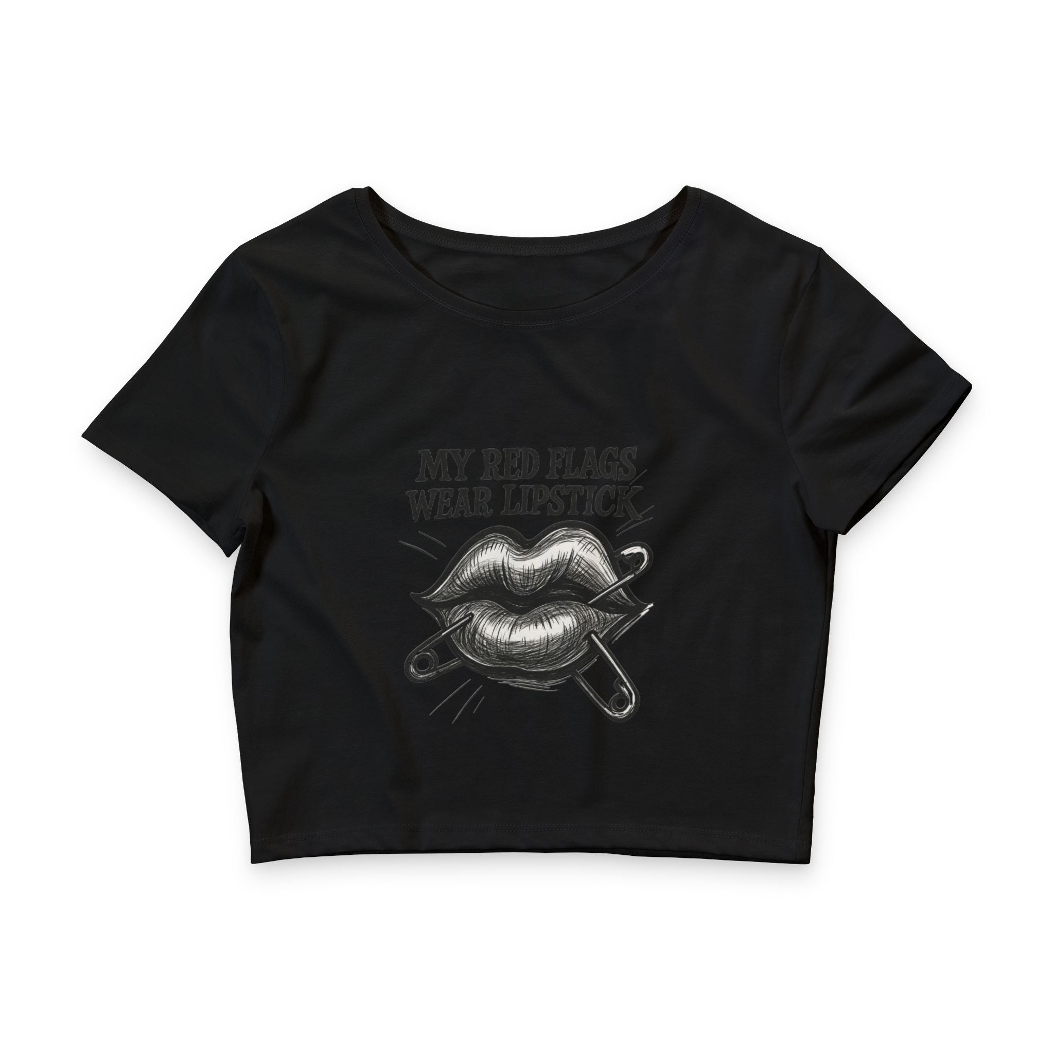 Crop Tee — "My Red Flags Wear Lipstick" Graphic Top