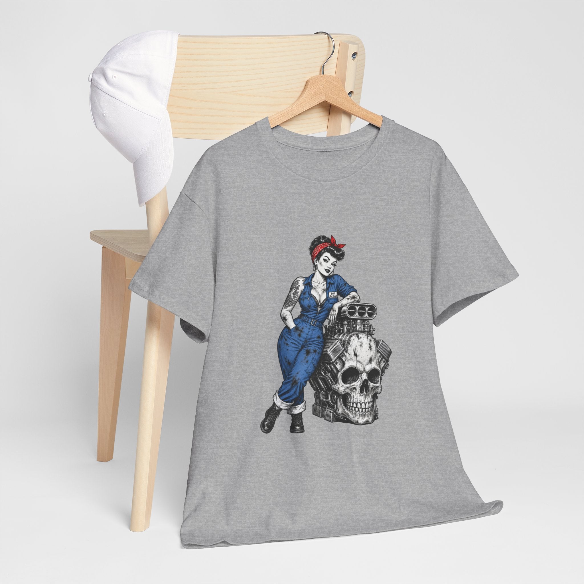 Rosie the Riveter Skull Tee — Feminist Retro Workwear Graphic T-Shirt