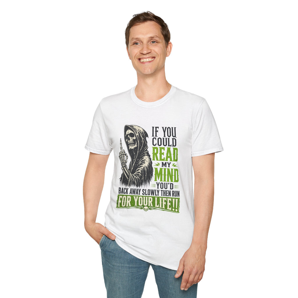 Skull Grim Reaper T-Shirt – "If You Could Read My Mind…" Graphic Tee