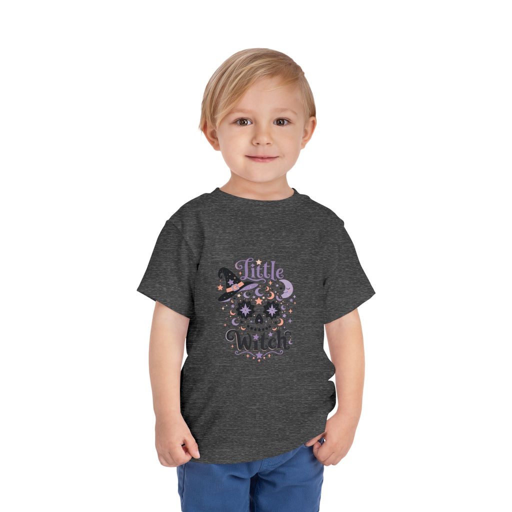 Toddler Tee — "Little Witch" Halloween Skull Hat Graphic