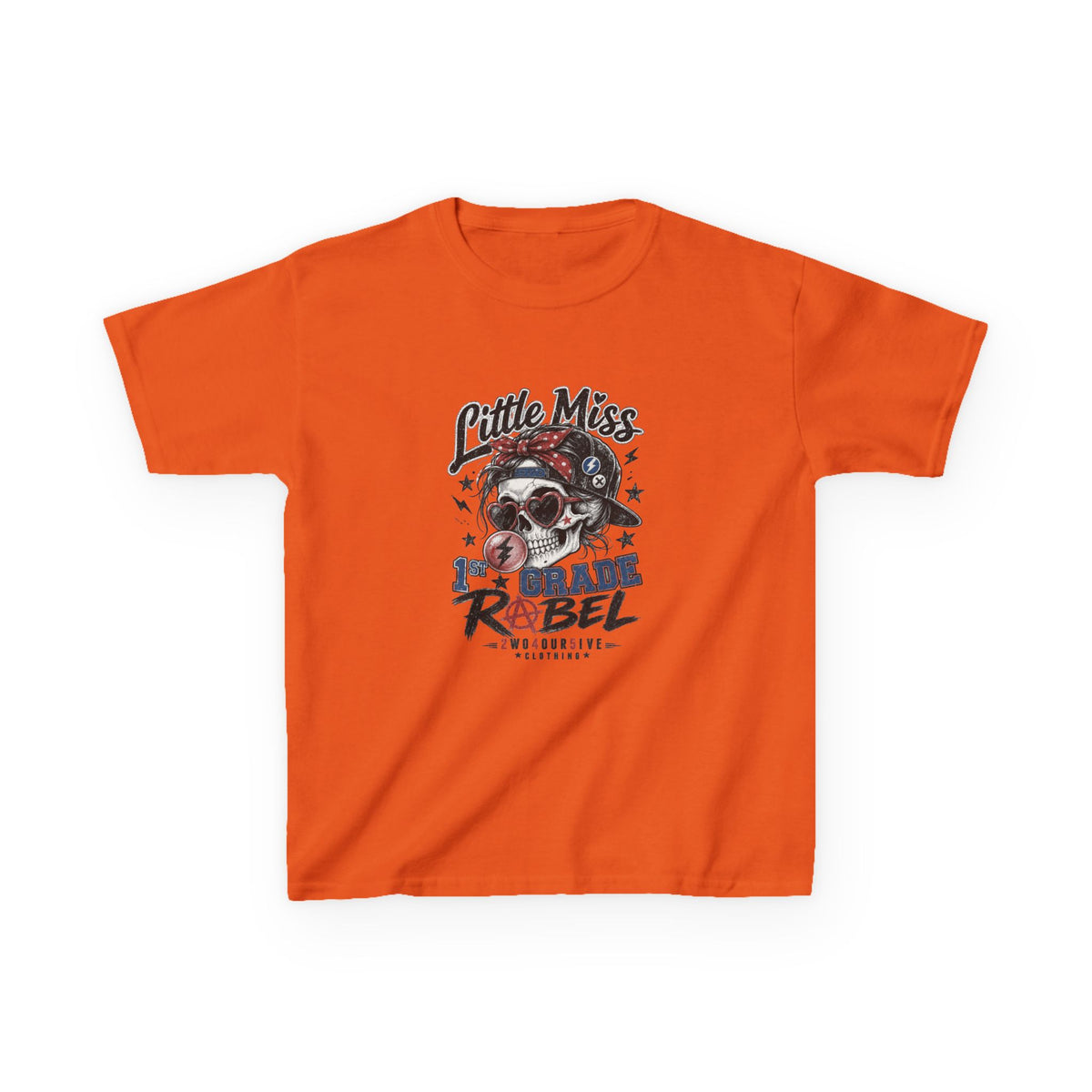 Kids T-Shirt — "Little Miss Rebel" Skull Bandana Graphic