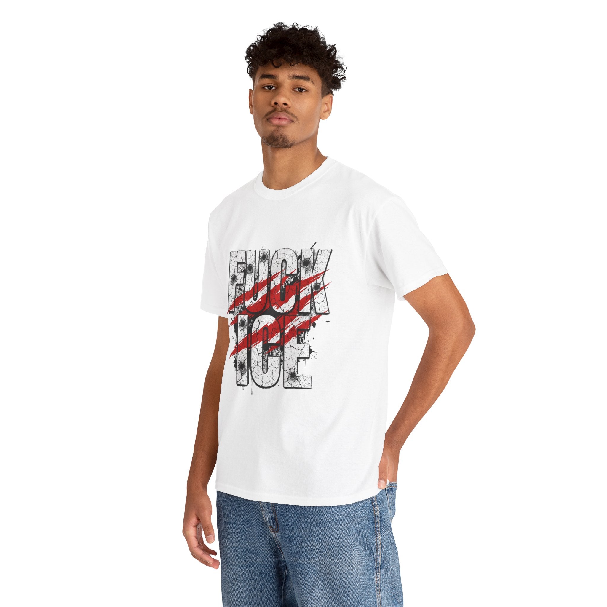 Graphic Tee — Distressed “F*** ICE” Protest Shirt with Red Slash