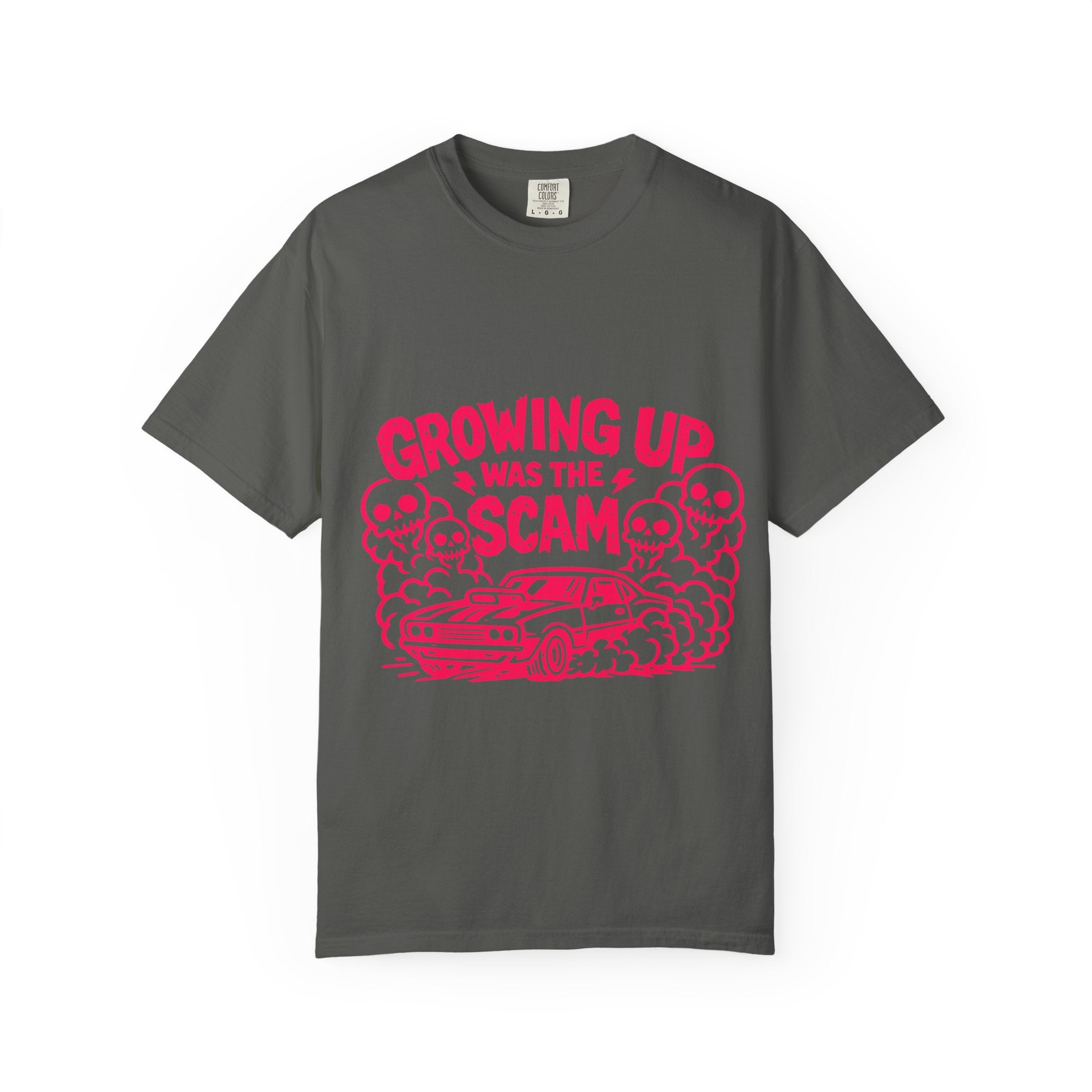 T-Shirt — "Growing Up Was the Scam" Retro Car Graphic Tee