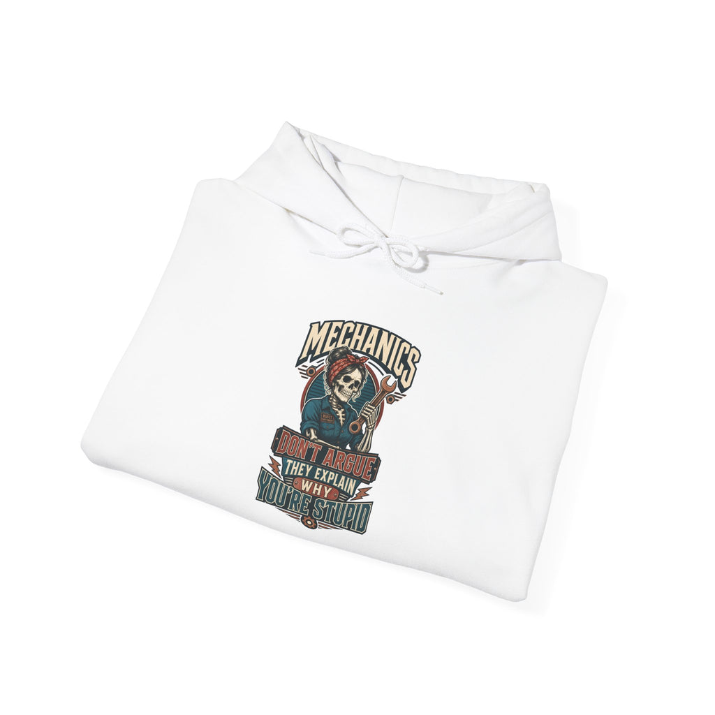 Mechanics Don't Argue Hoodie | Funny Vintage Skeleton Mechanic