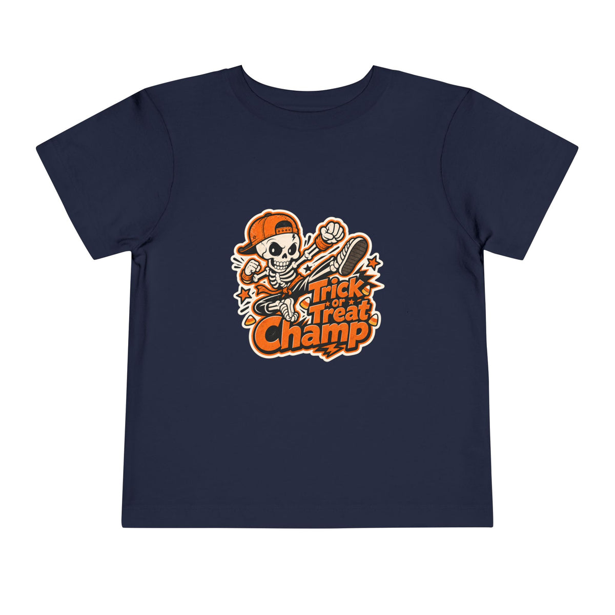 Toddler Tee — 'Trick or Treat Champ' Halloween Skeleton Skate Graphic