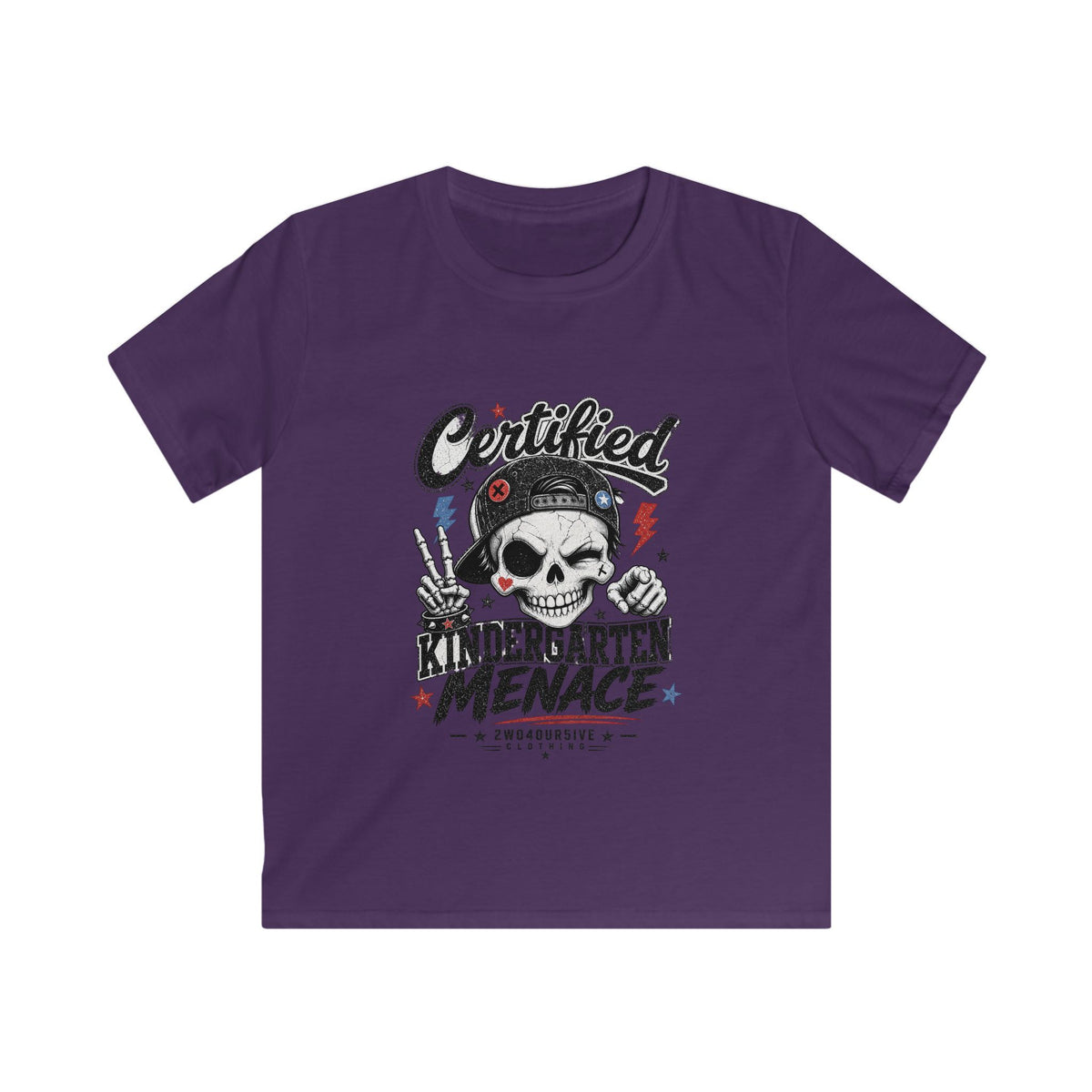 Kids Tee - "Certified Kindergarten Menace" Skull Graphic Shirt