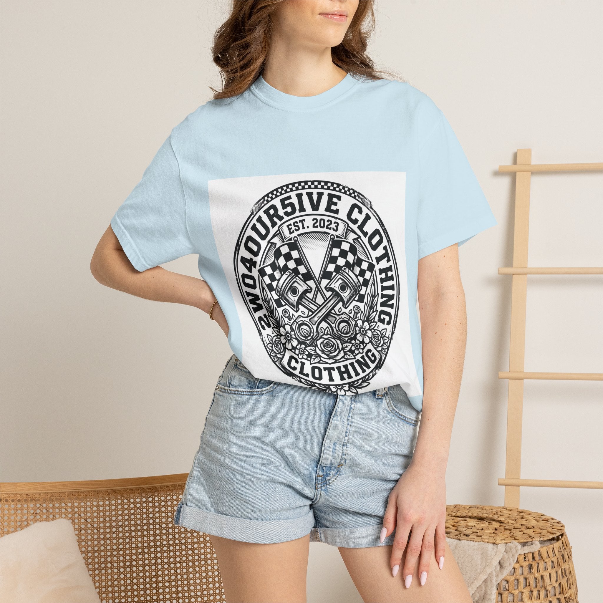 Vintage Racing Crest T-Shirt — '2W04OURSIVE CLOTHING' Graphic Tee