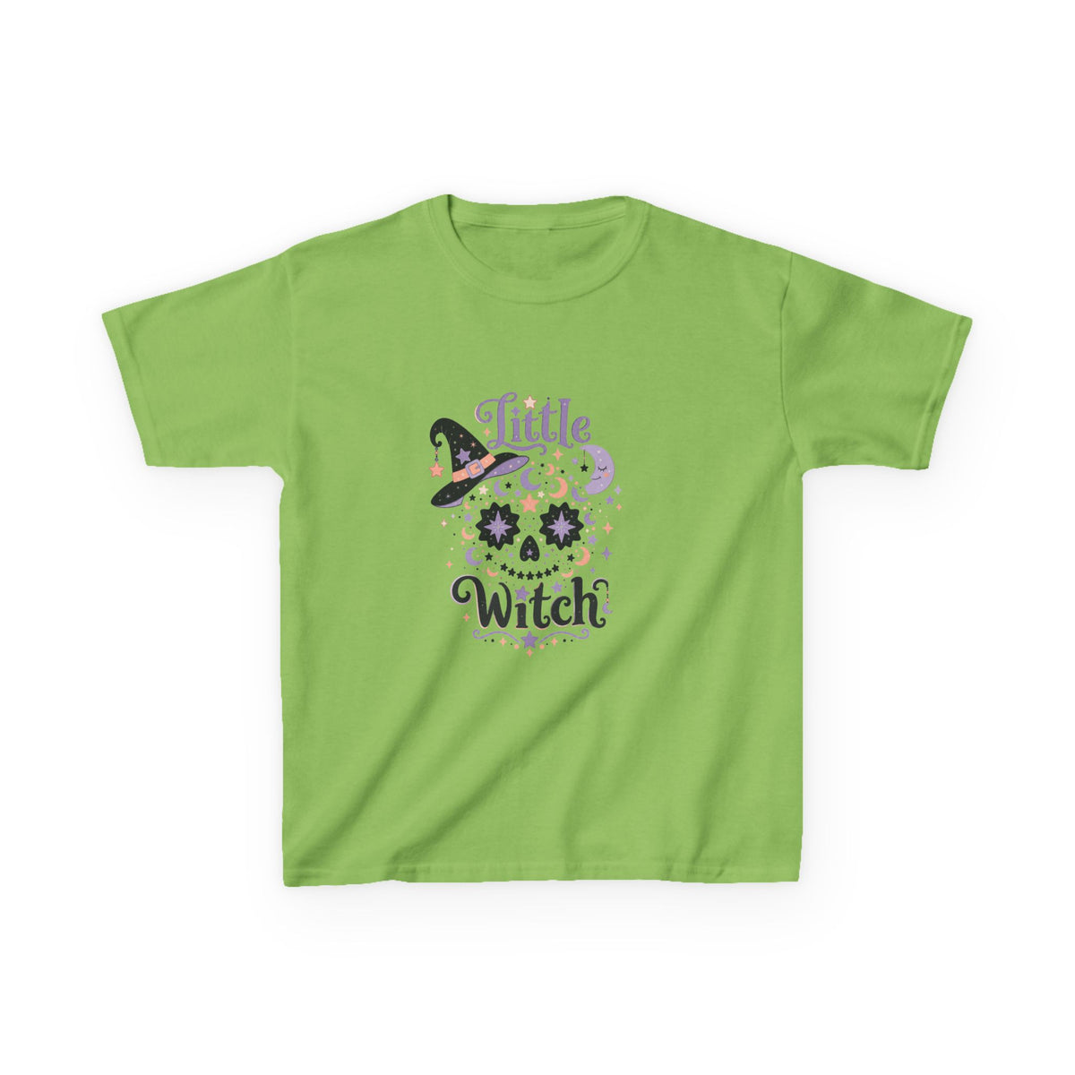 Kids T-Shirt - "Little Witch" Halloween Skull Design