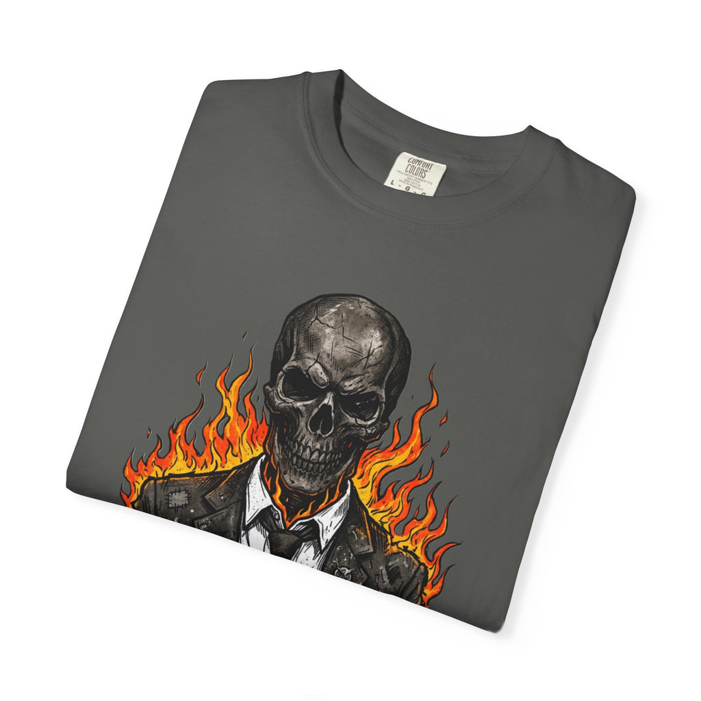 Skull & Flames T-Shirt — "They Sell Obedience As Success" Anti-Authority Graphic Tee