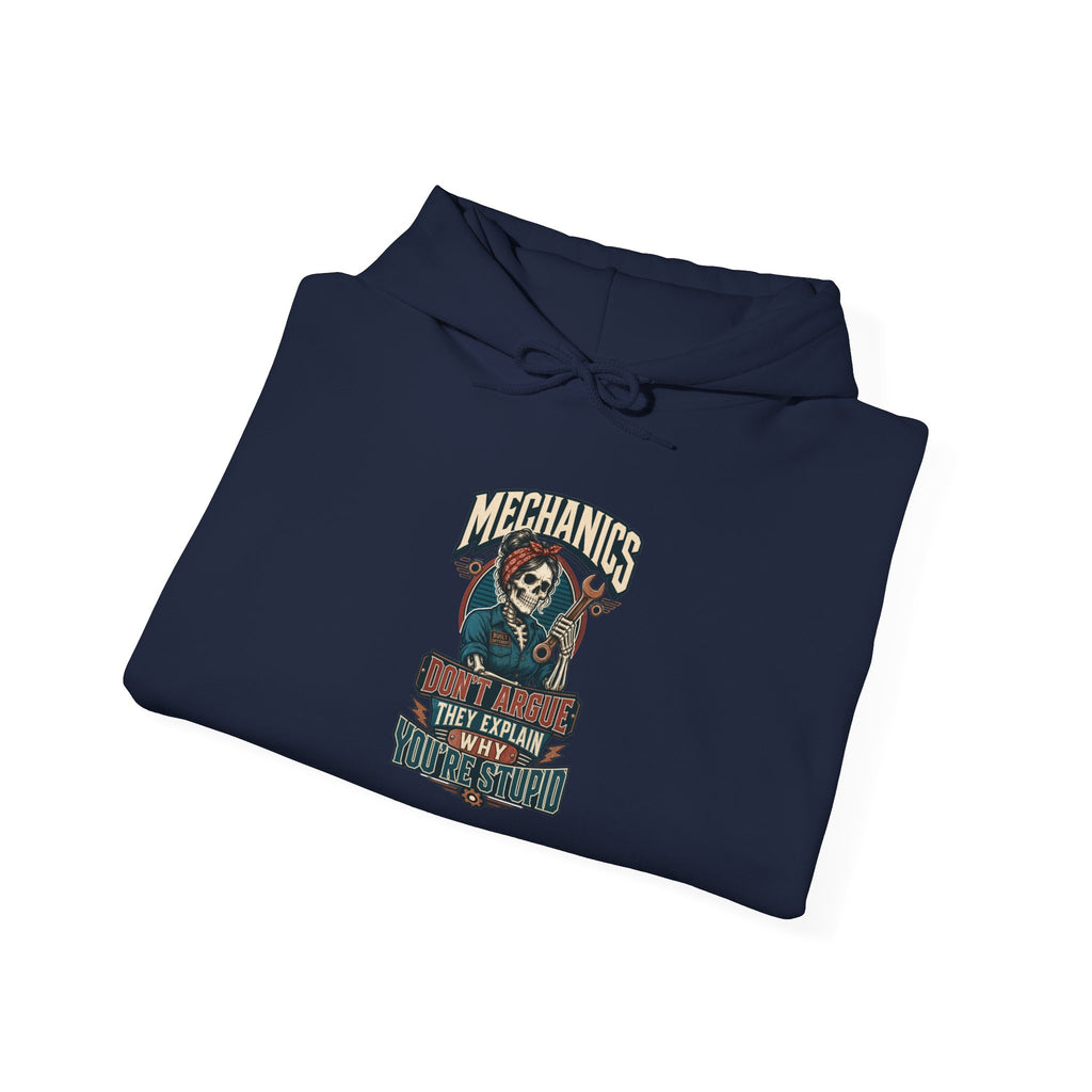 Mechanics Don't Argue Hoodie | Funny Vintage Skeleton Mechanic