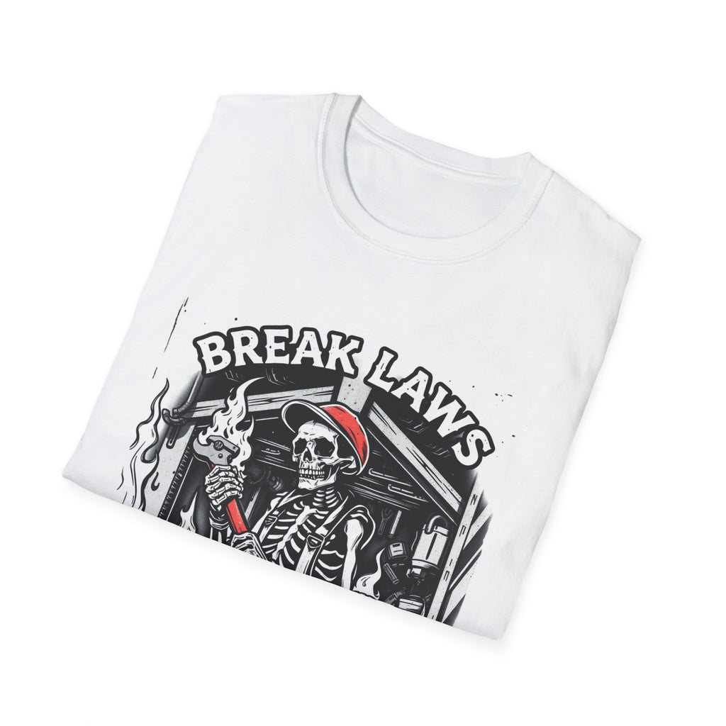Break Laws Not Hearts Skeleton Guitar T-Shirt