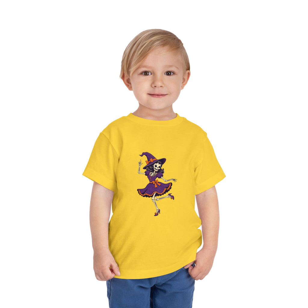 Toddler Witch Skeleton Tee — Cute Dancing Skeleton Halloween Shirt for Kids