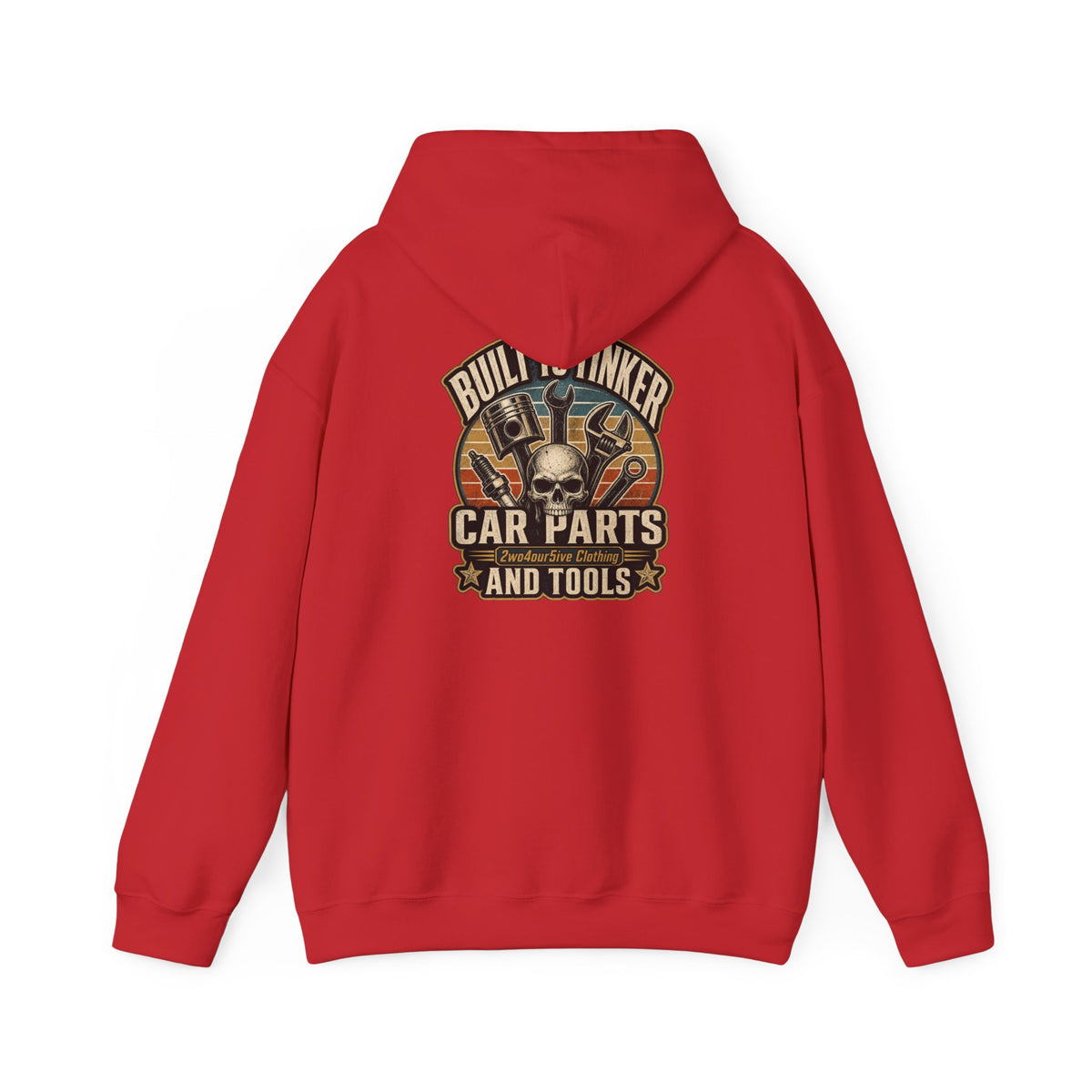 Mechanic Hoodie — "Built by a Thinker" Car Parts & Tools Skull Garage Pullover