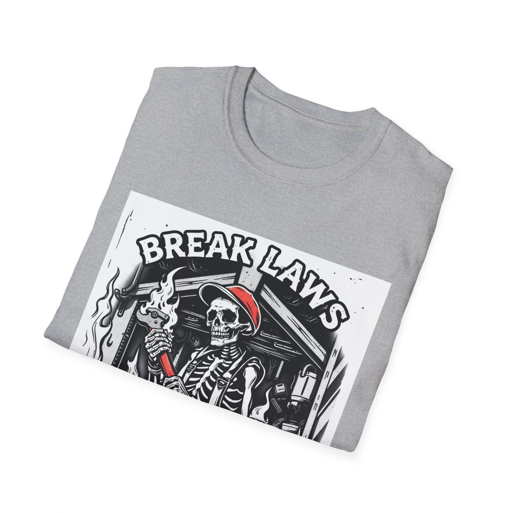 Break Laws Not Hearts Skeleton Guitar T-Shirt