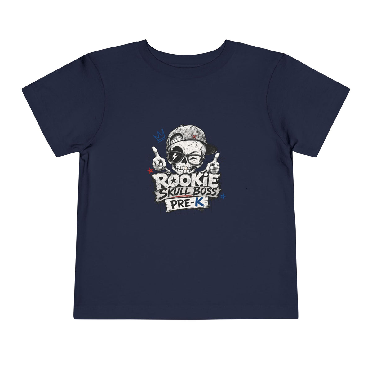 Toddler Tee — "Rookie Skull Boss Pre-K" Graphic Shirt