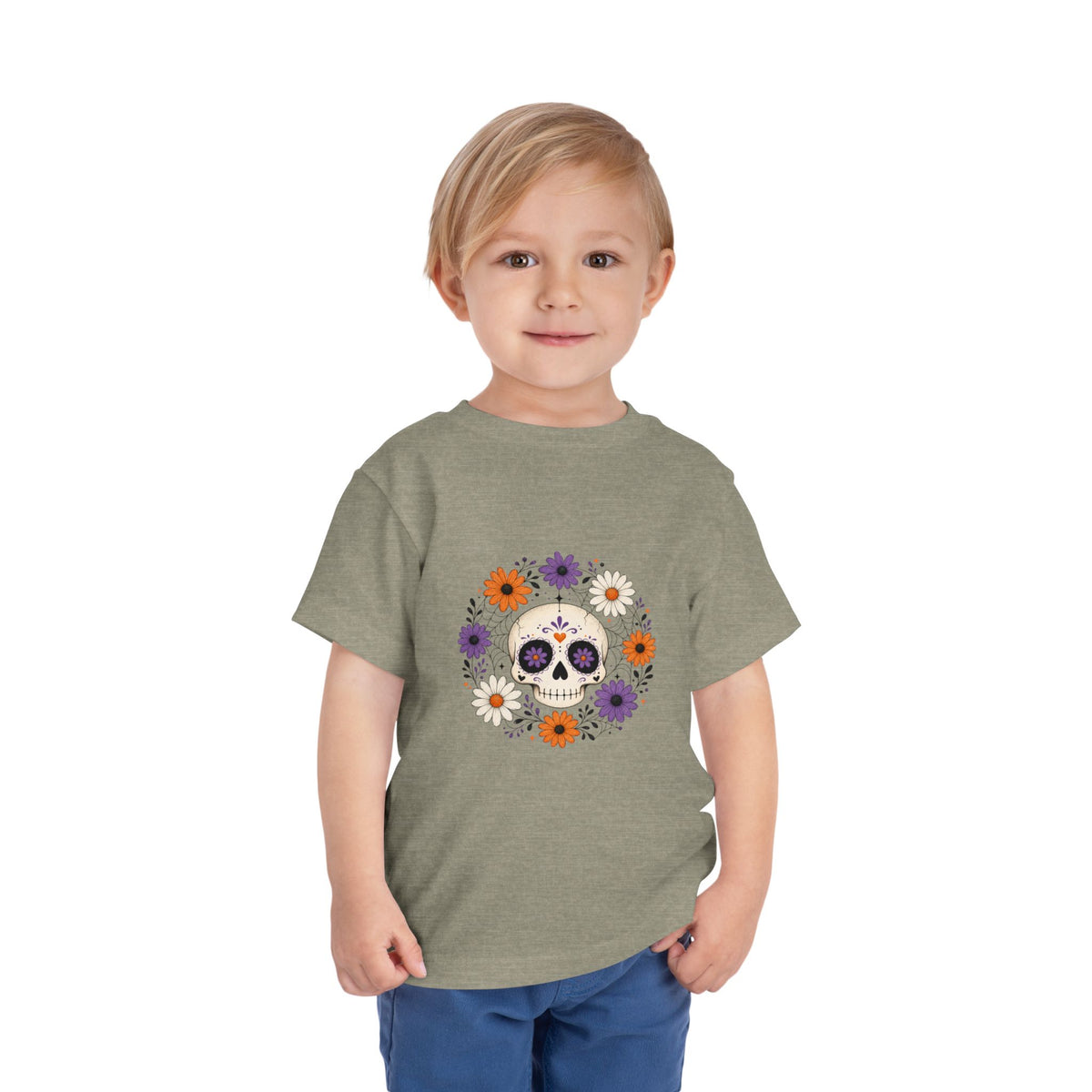 Toddler Tee — Floral Sugar Skull Day of the Dead Kids Shirt