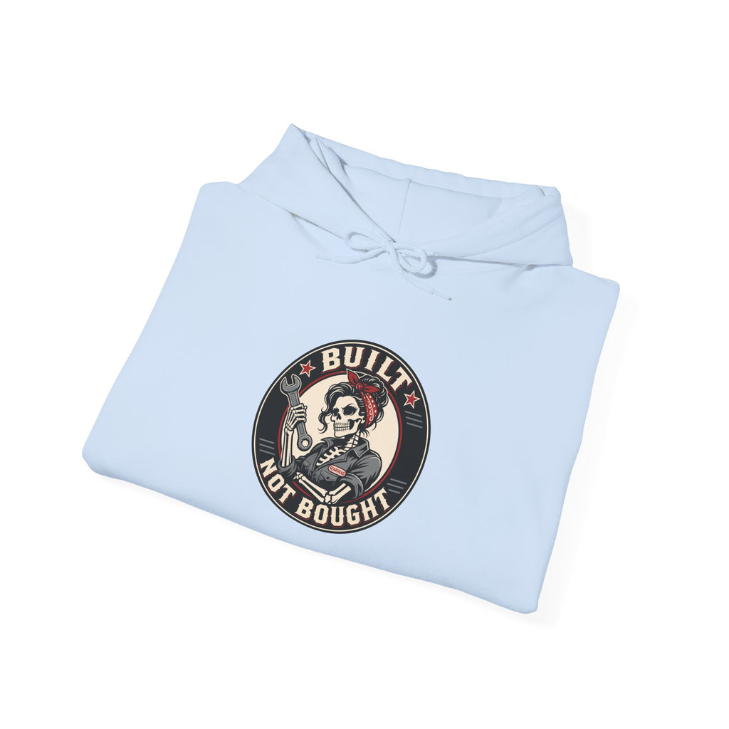 Built Not Bought Hoodie | Skeleton Mechanic Garage Badge