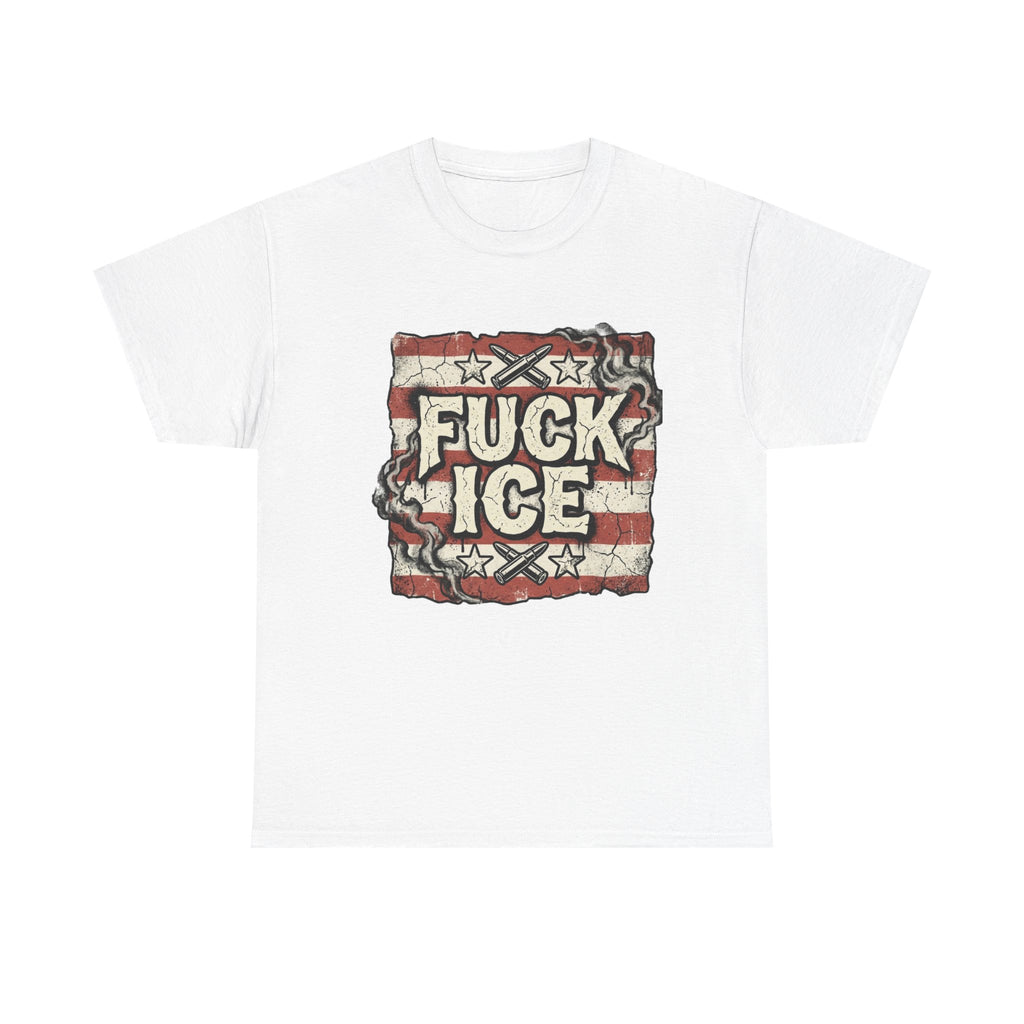 Graphic Tee — "FUCK ICE" Distressed American Flag Protest T‑Shirt
