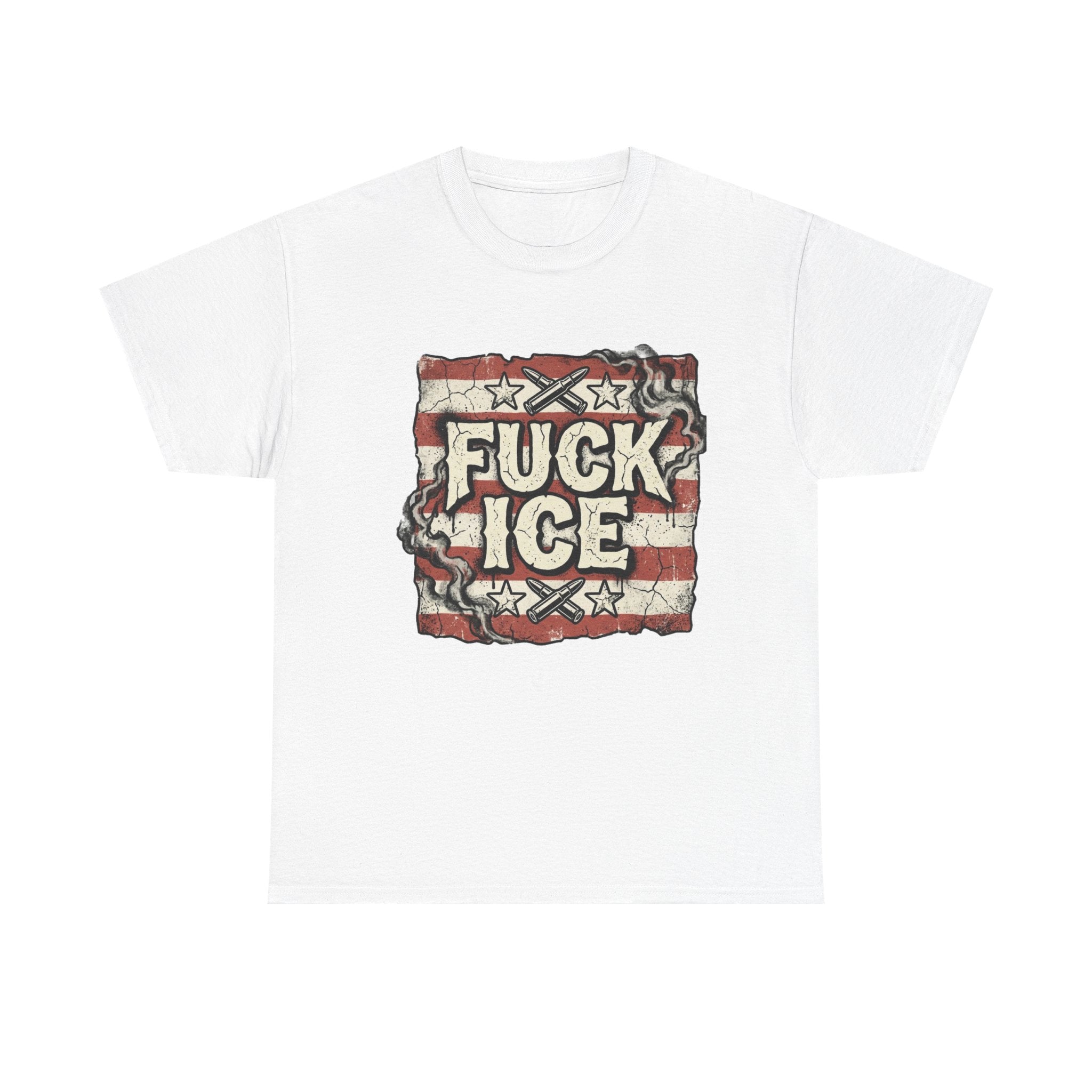 Graphic Tee — "FUCK ICE" Distressed American Flag Protest T‑Shirt