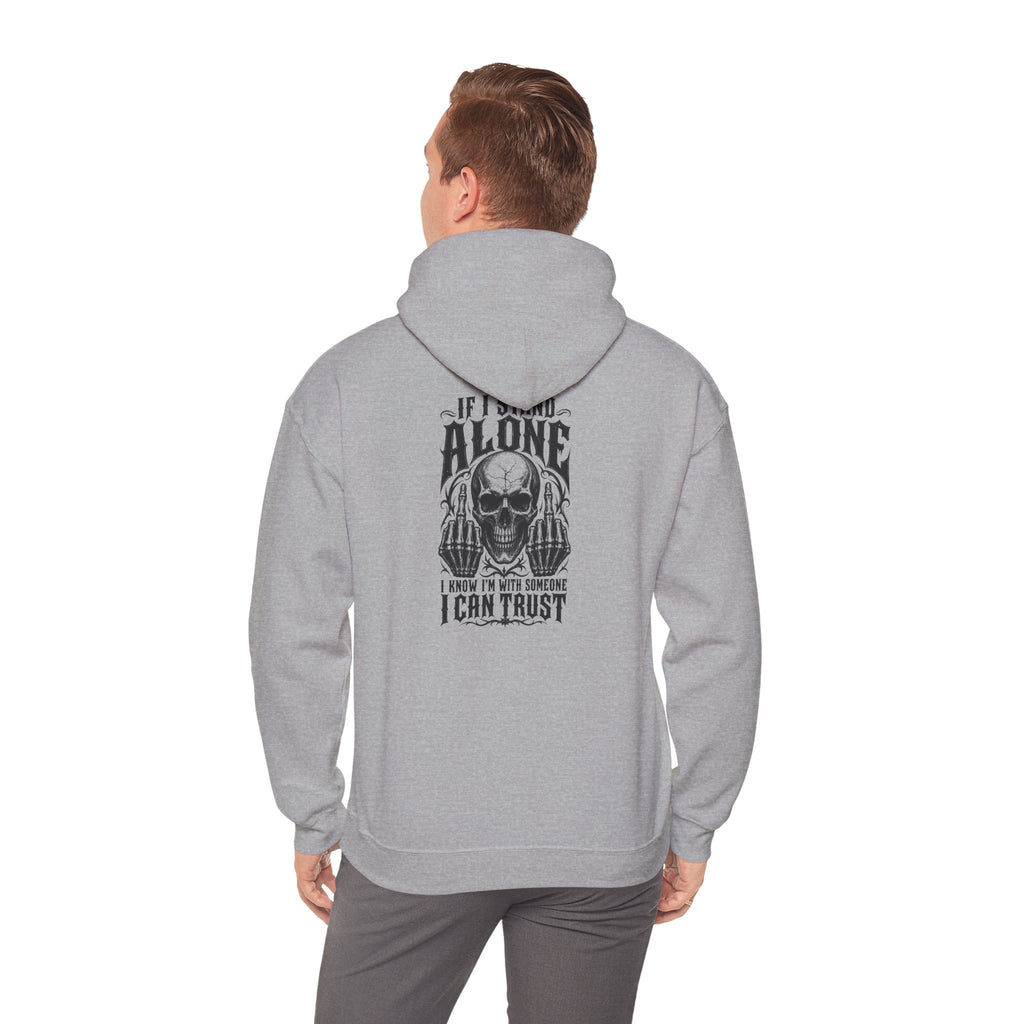 Skull Graphic Hoodie - "Alone I Can Trust" Gothic Skull Back Print