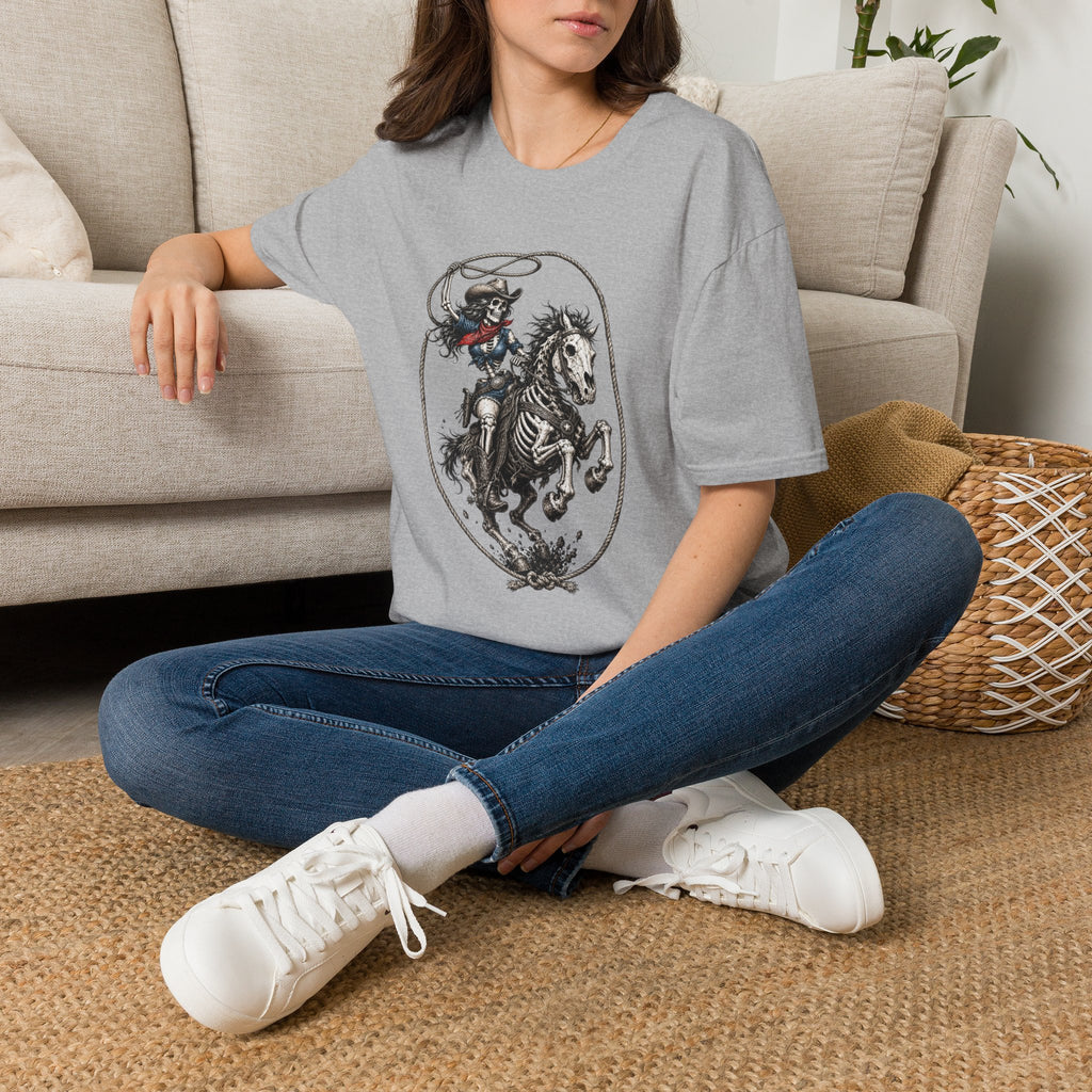 Skeleton Cowboy Riding Horse T-Shirt — Western Gothic Rodeo Tee