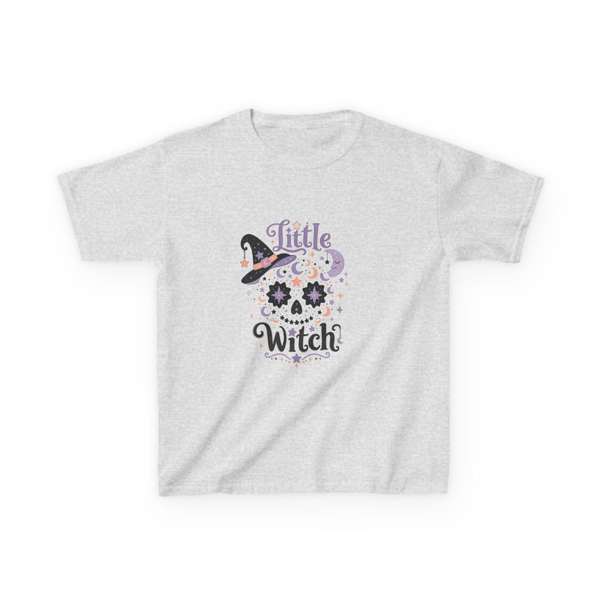Kids T-Shirt - "Little Witch" Halloween Skull Design