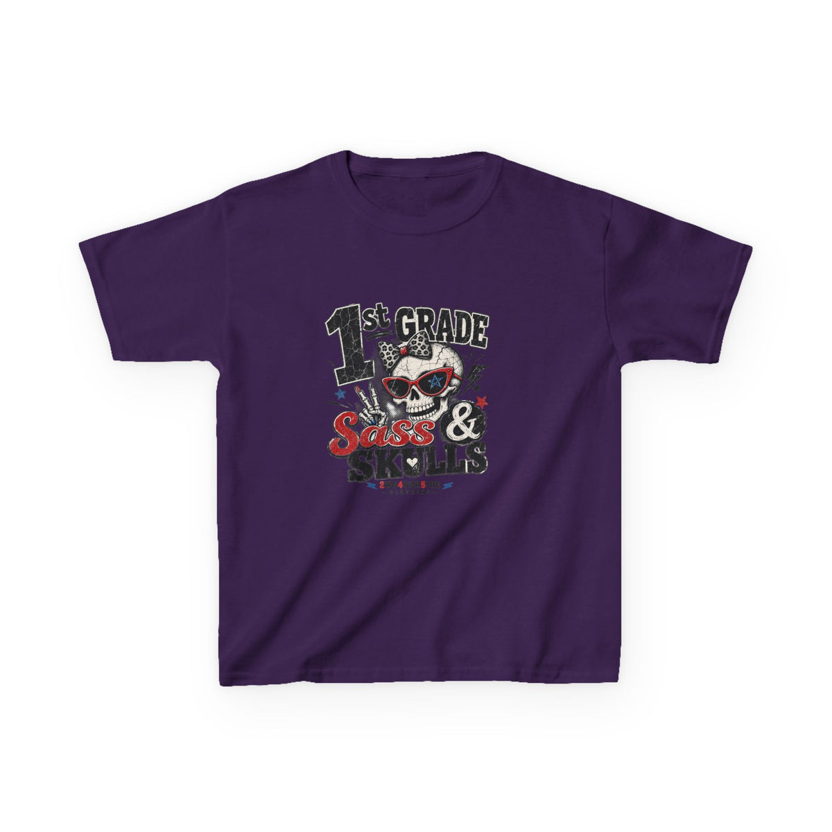 1st Grade Skulls & Sparks Kids Tee — Cute Rocker School Shirt for Back to School