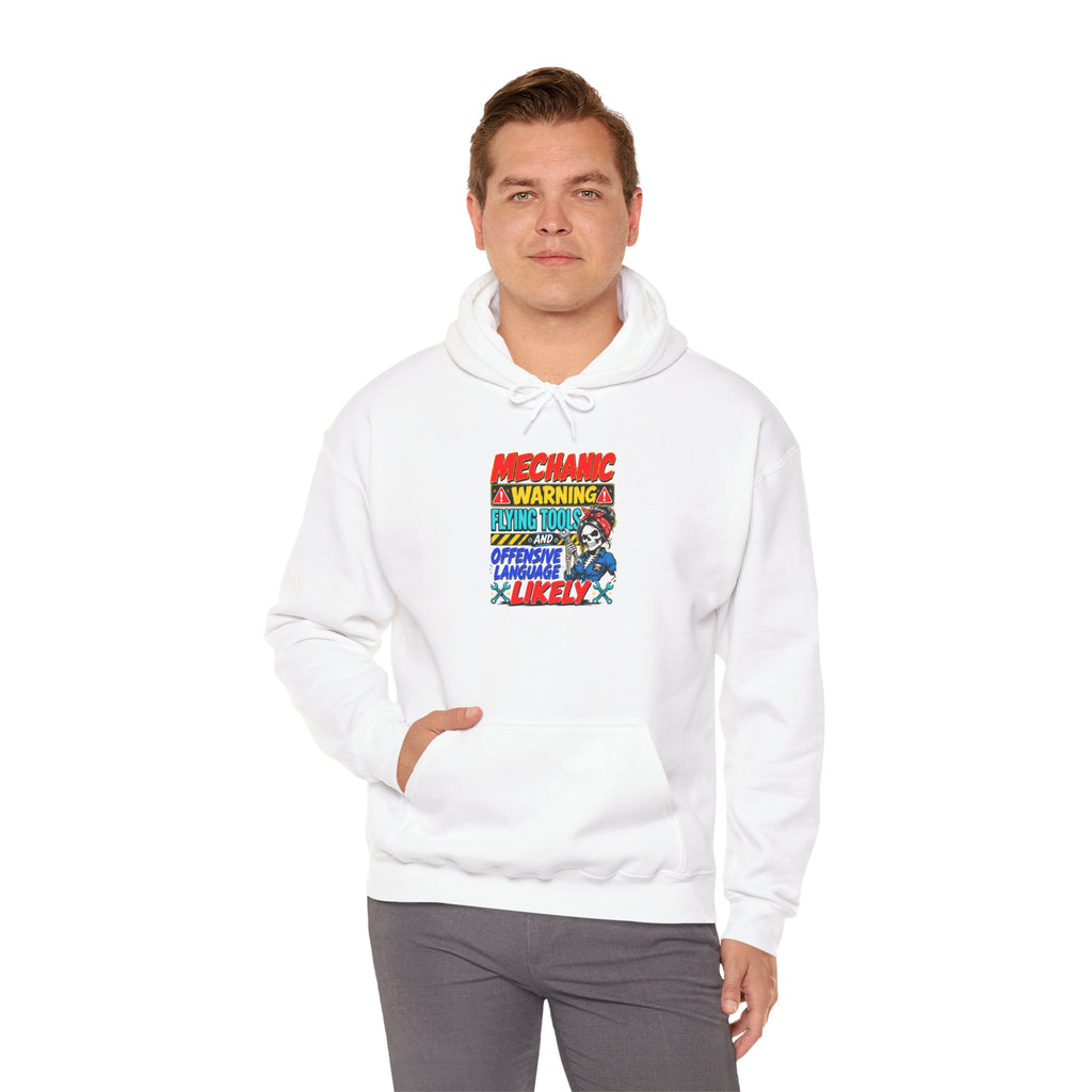 Mechanic Warning Hoodie | Flying Tools & Offensive Language