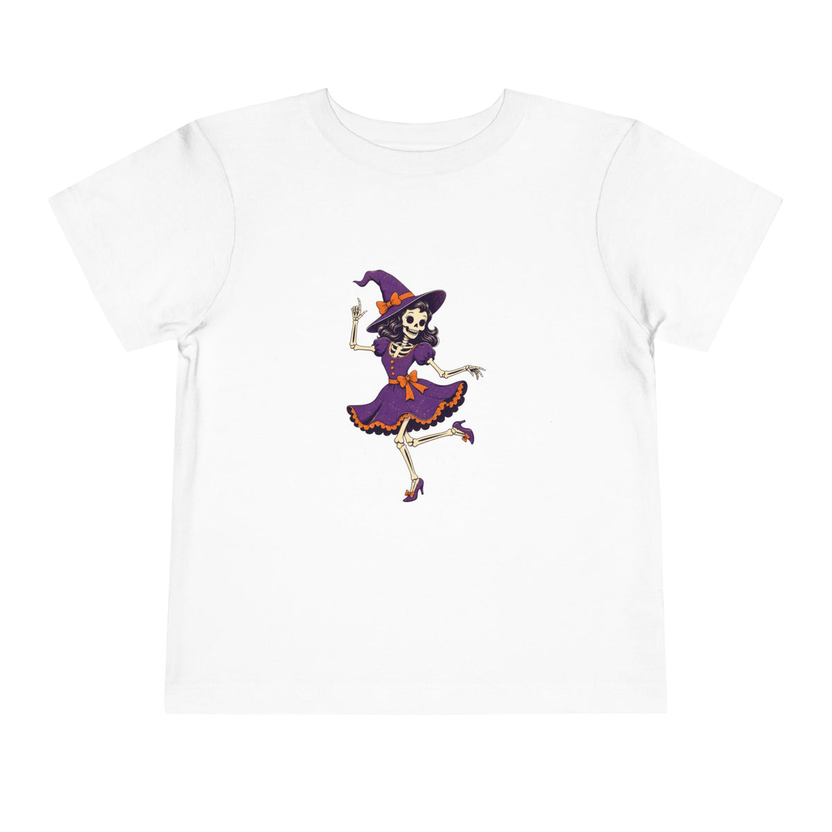 Toddler Witch Skeleton Tee — Cute Dancing Skeleton Halloween Shirt for Kids