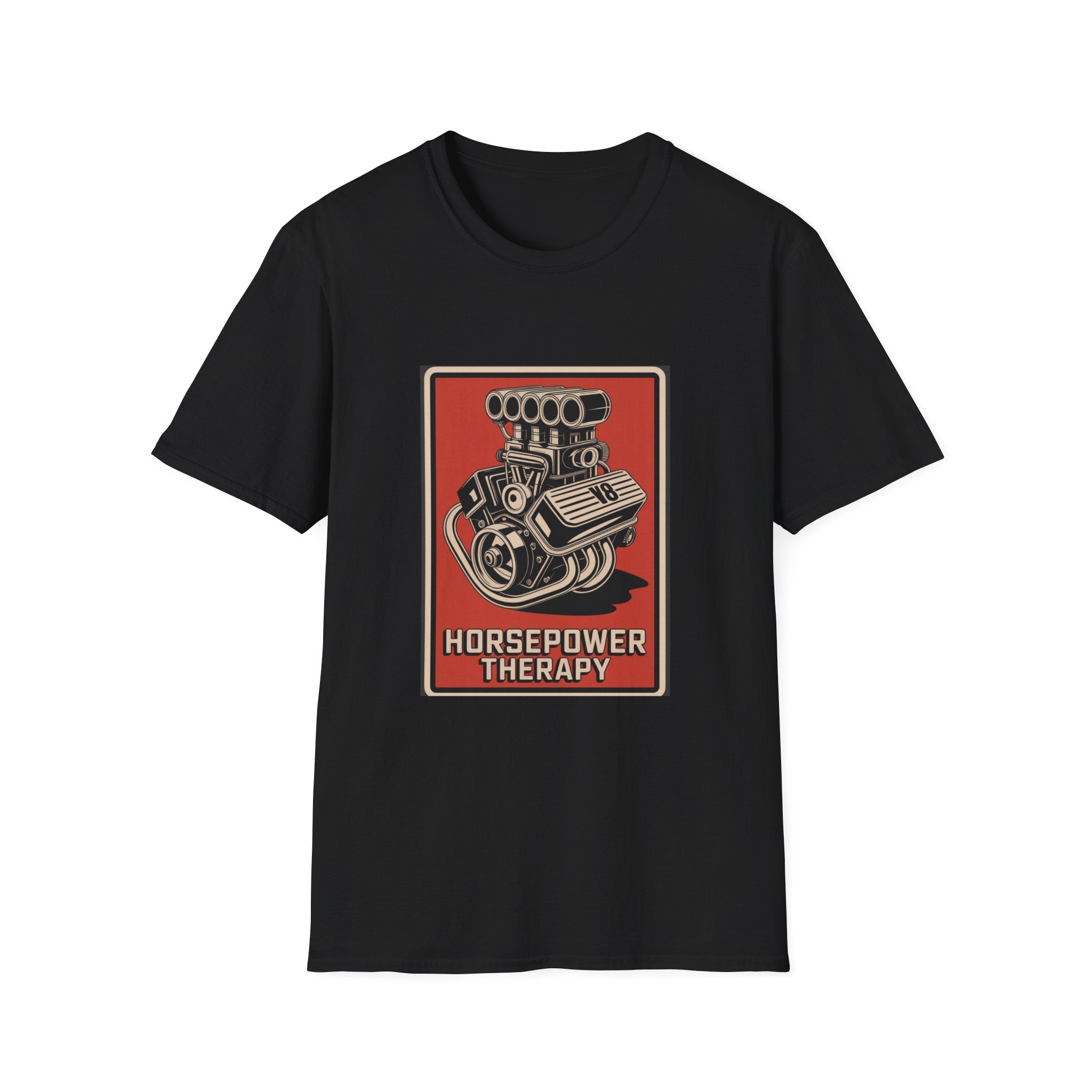Horsepower Therapy Tee — Vintage V8 Engine Graphic T-Shirt